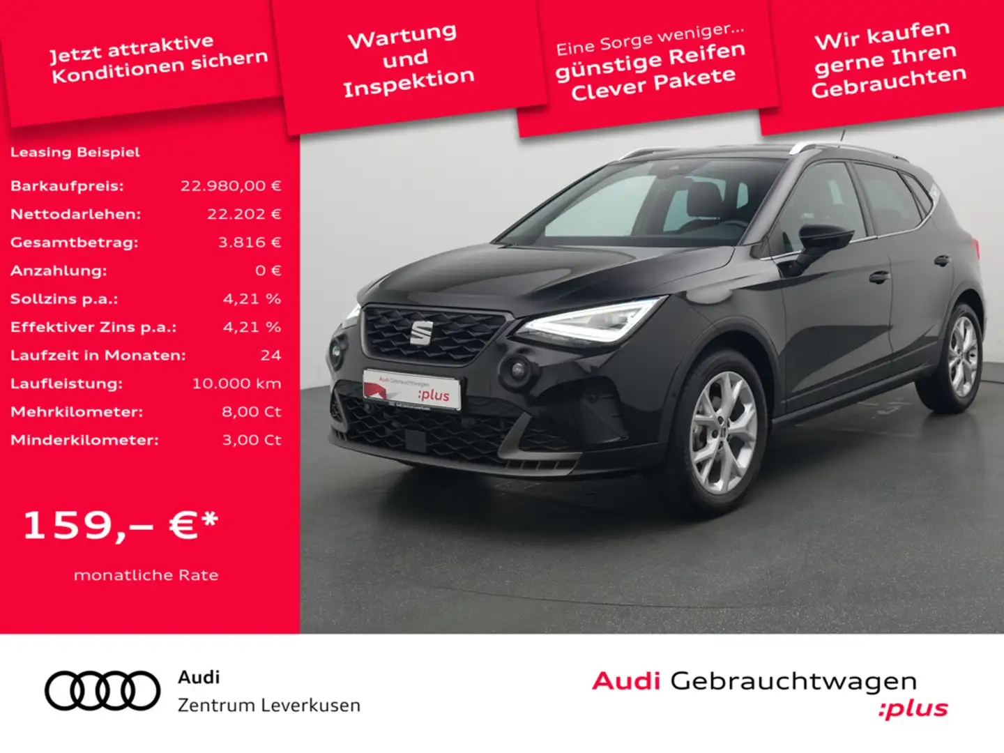 SEAT Arona FR TSI APP CONNECT NAVI VIRT ACC KAM SH Schwarz - 1