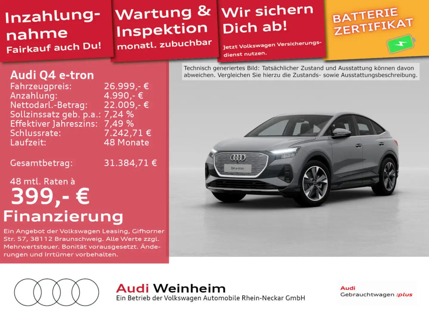Audi Q4 e-tron Sportback 40 Navi Kamera Sportsitze uv Grau - 1