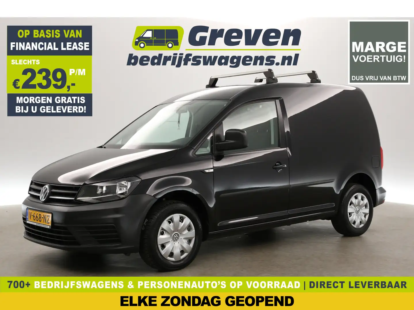 Volkswagen Caddy 2.0 TDI L1H1 Marge Airco Cruise Elektrpakket Schui Zwart - 1