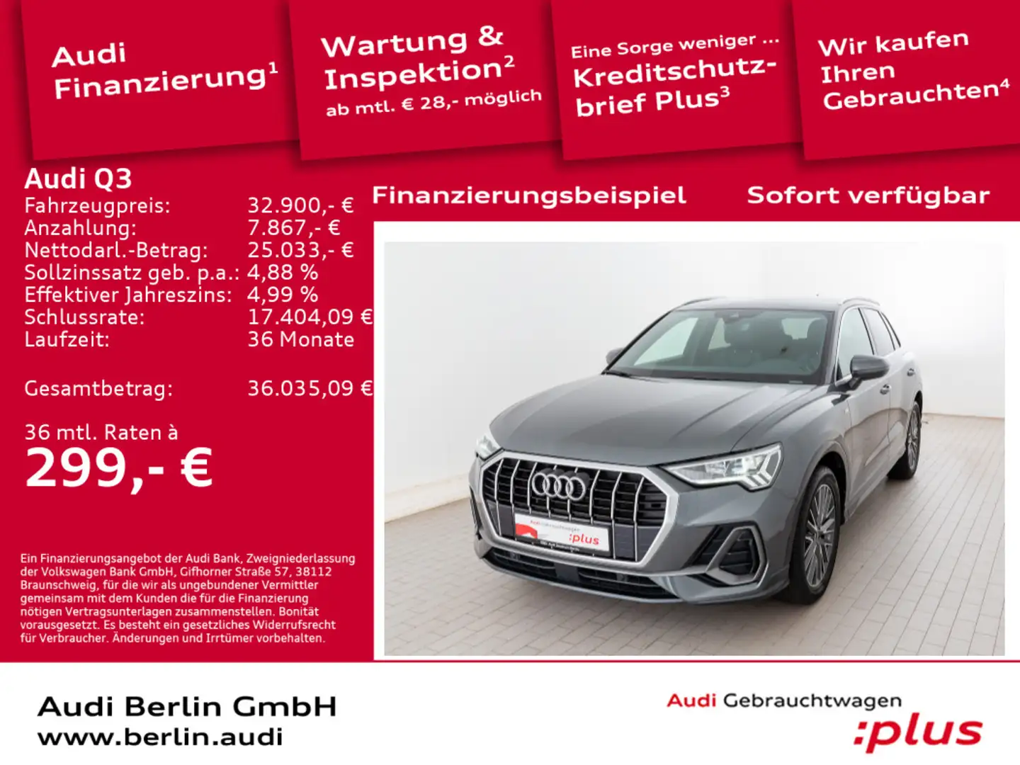 Audi Q3 S line 35 TDI S tr. LED RFK NAVI VIRTUAL Grau - 1