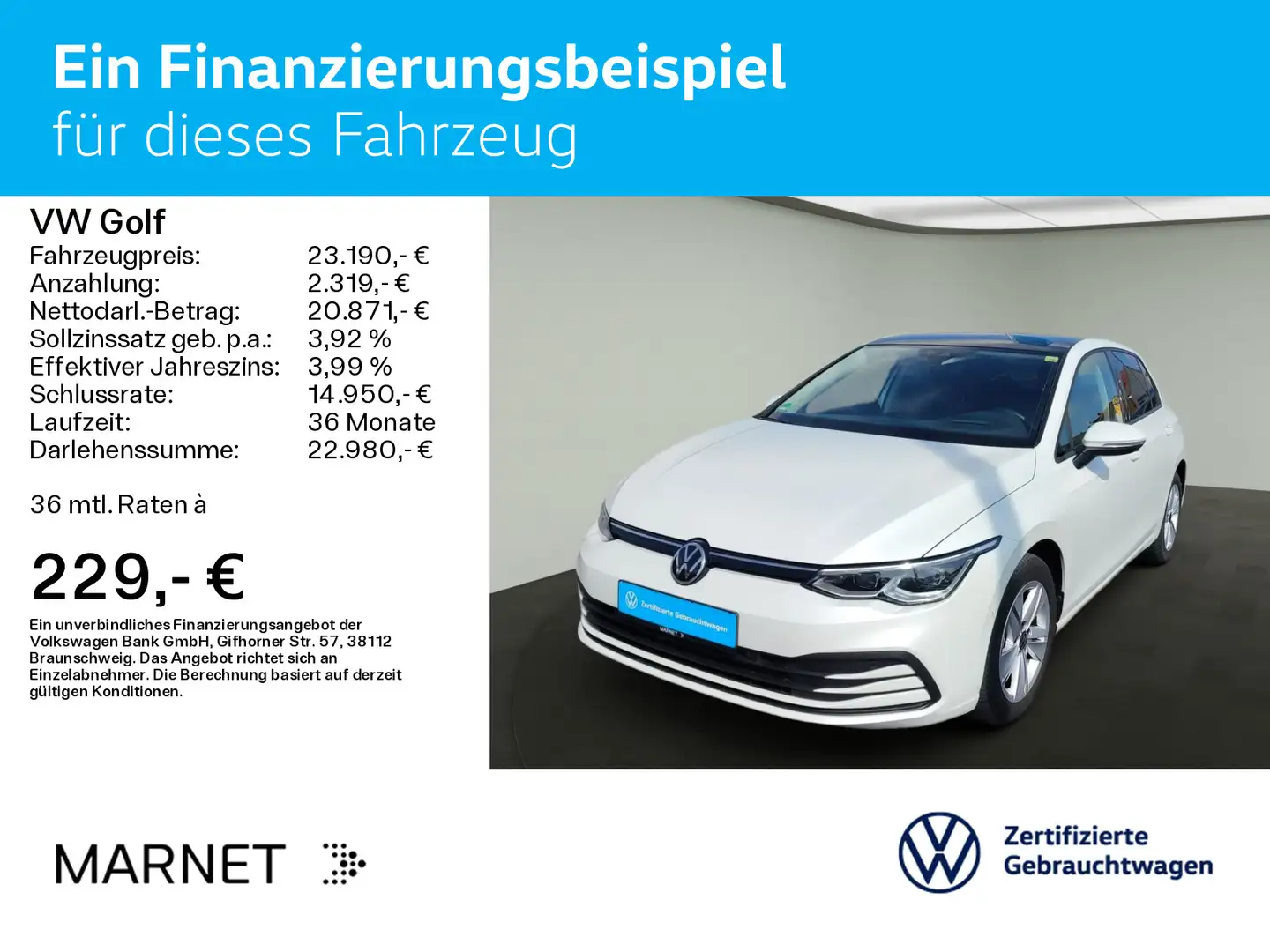 Volkswagen Golf VIII  Life 1.5 eTSI DSG* Navi* AHK* Pano* K Blanc - 2
