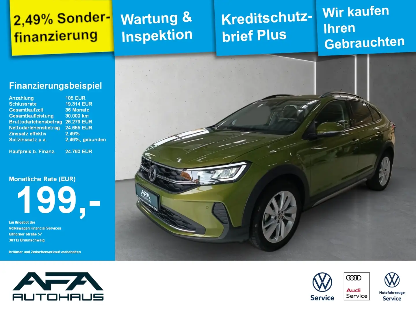 Volkswagen Taigo 1,5 TSI LIFE DSG Navi*LED*ACC*App-Connect Grün - 1