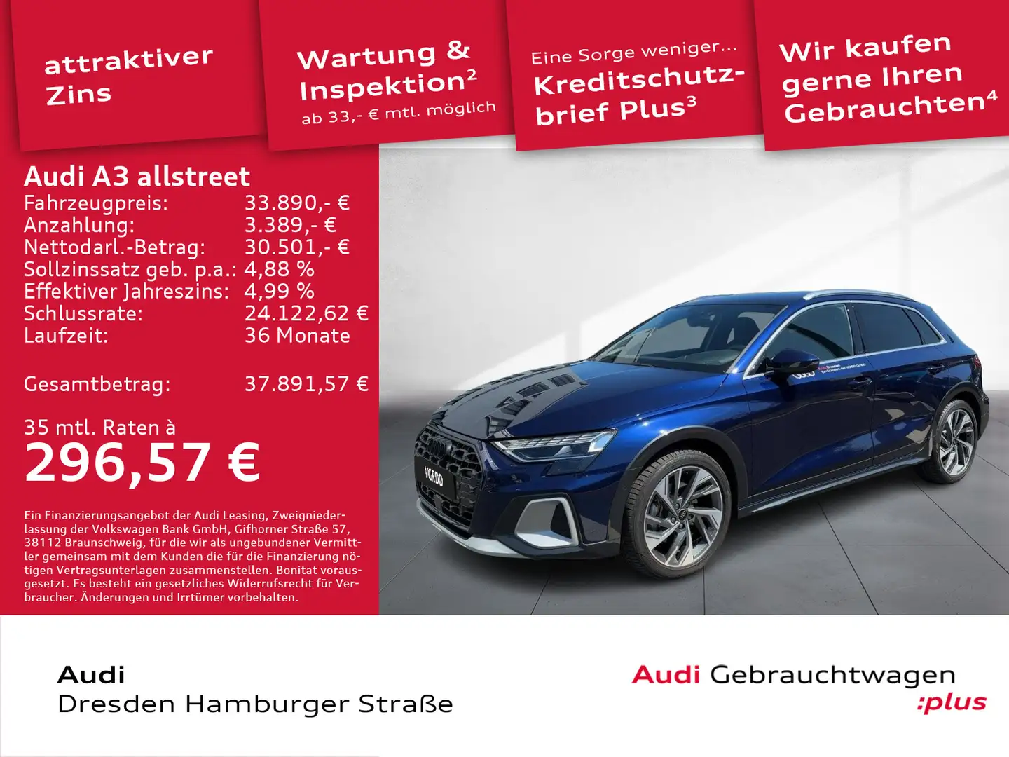 Audi A3 35 TFSI S tronic UPE 51.009,- € Blau - 1