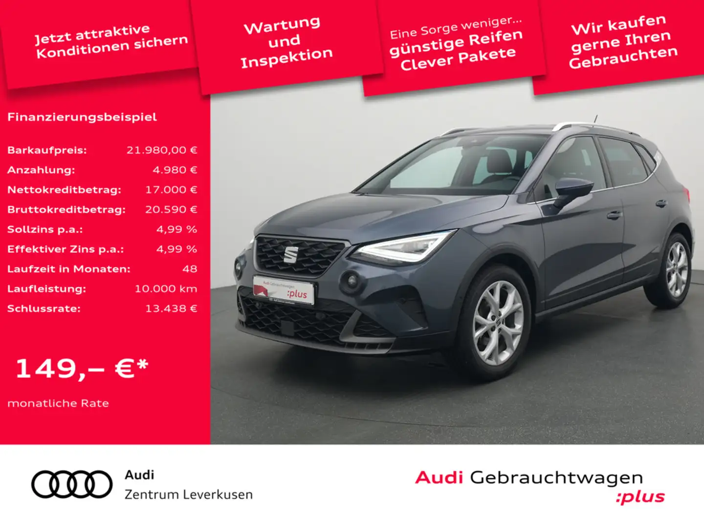 SEAT Arona FR NAVI VIRT ACC LED KAM SHZ CARPLAY PD Grau - 1