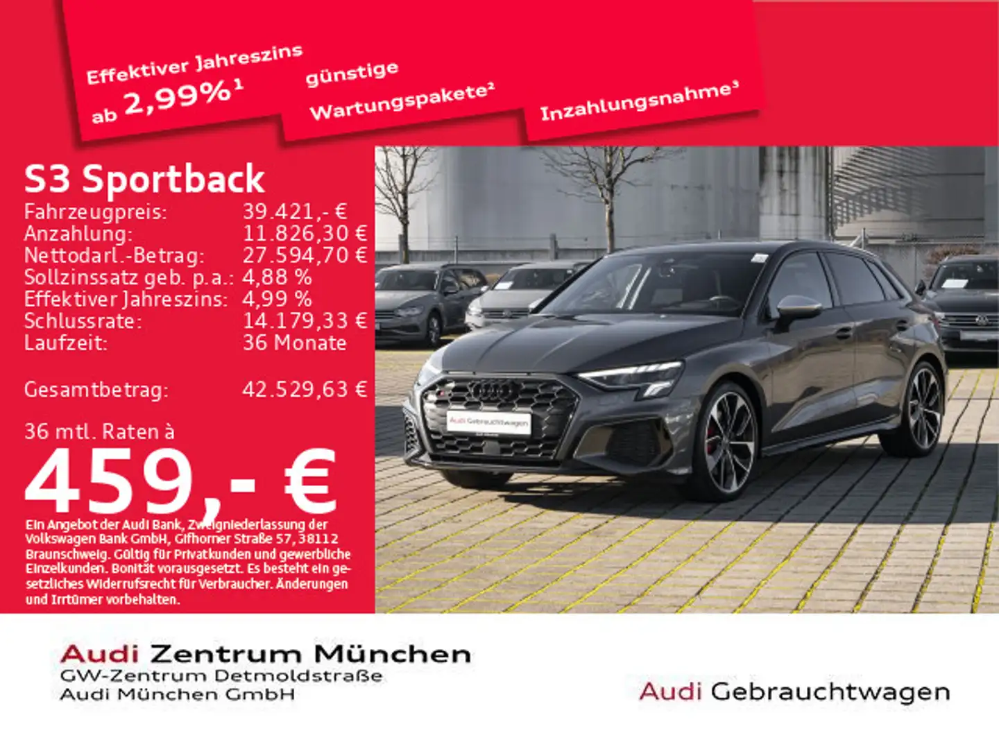 Audi S3 TFSI S tronic B&O/Virtual+ Grau - 1
