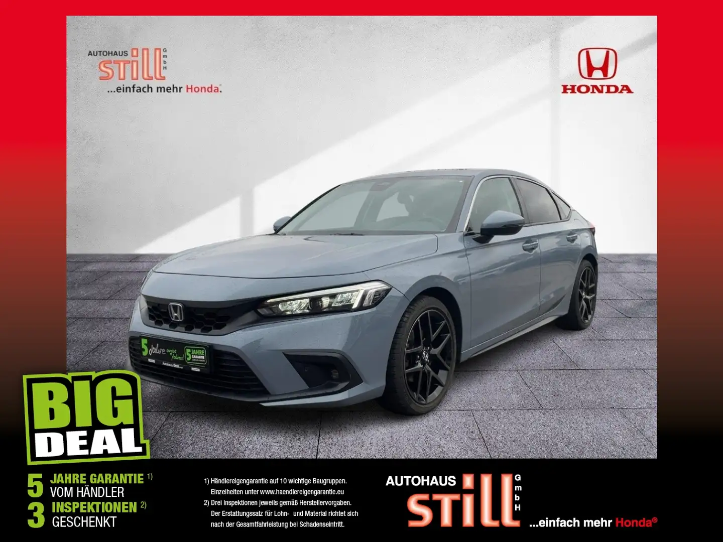 Honda Civic 2.0i e:HEV Advance BOSE* ACC+LED+Navi+Pano Grijs - 1