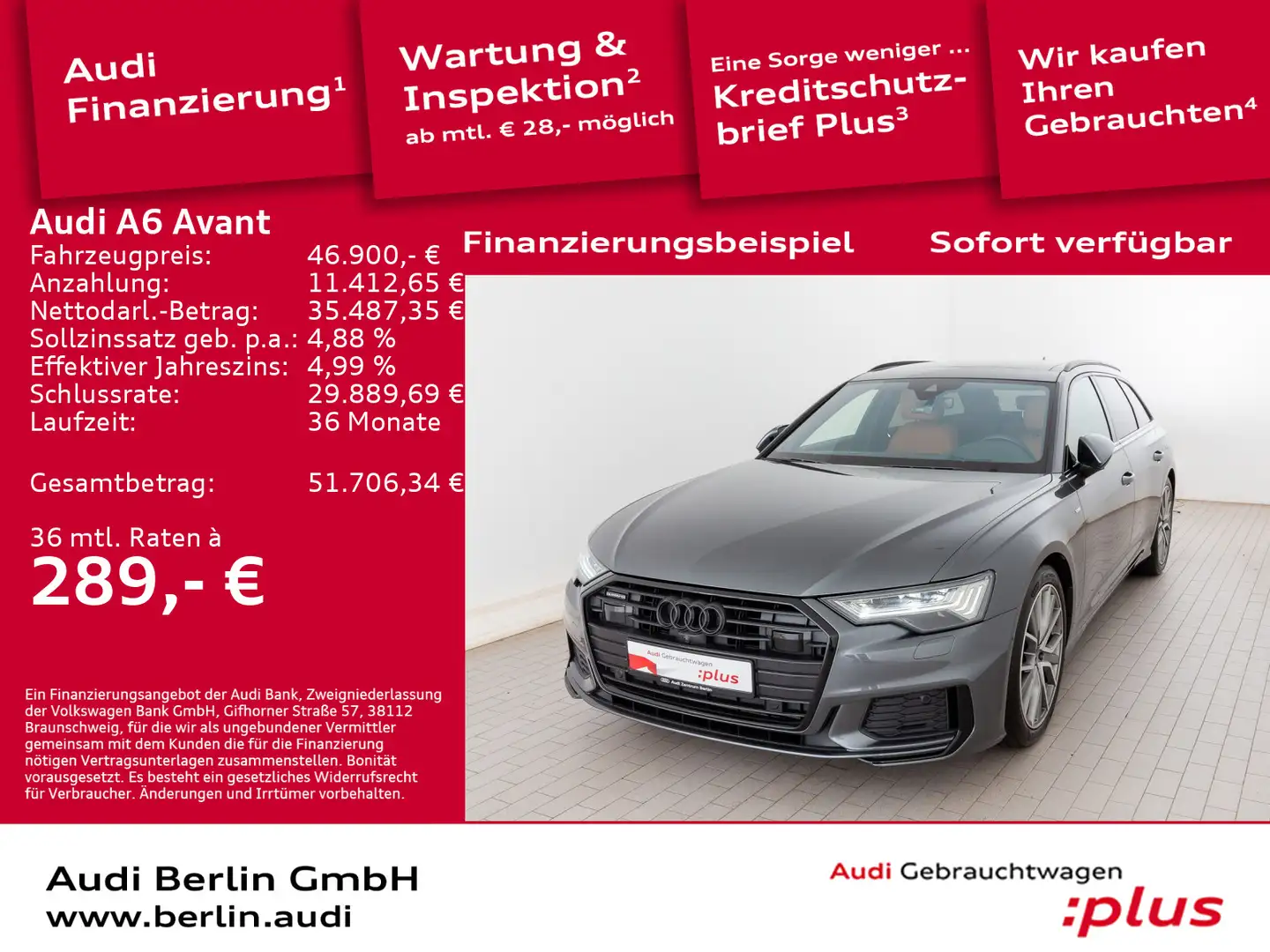 Audi A6 TFSI e Sport 50 e qu.S tr. 360°K LEDER Grau - 1