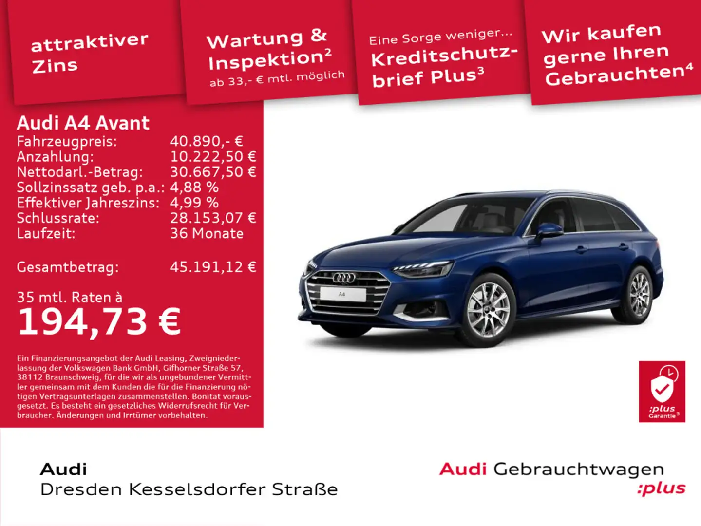 Audi A4 Advanced 40 TDI 150(204) kW(PS) S troni Blau - 1