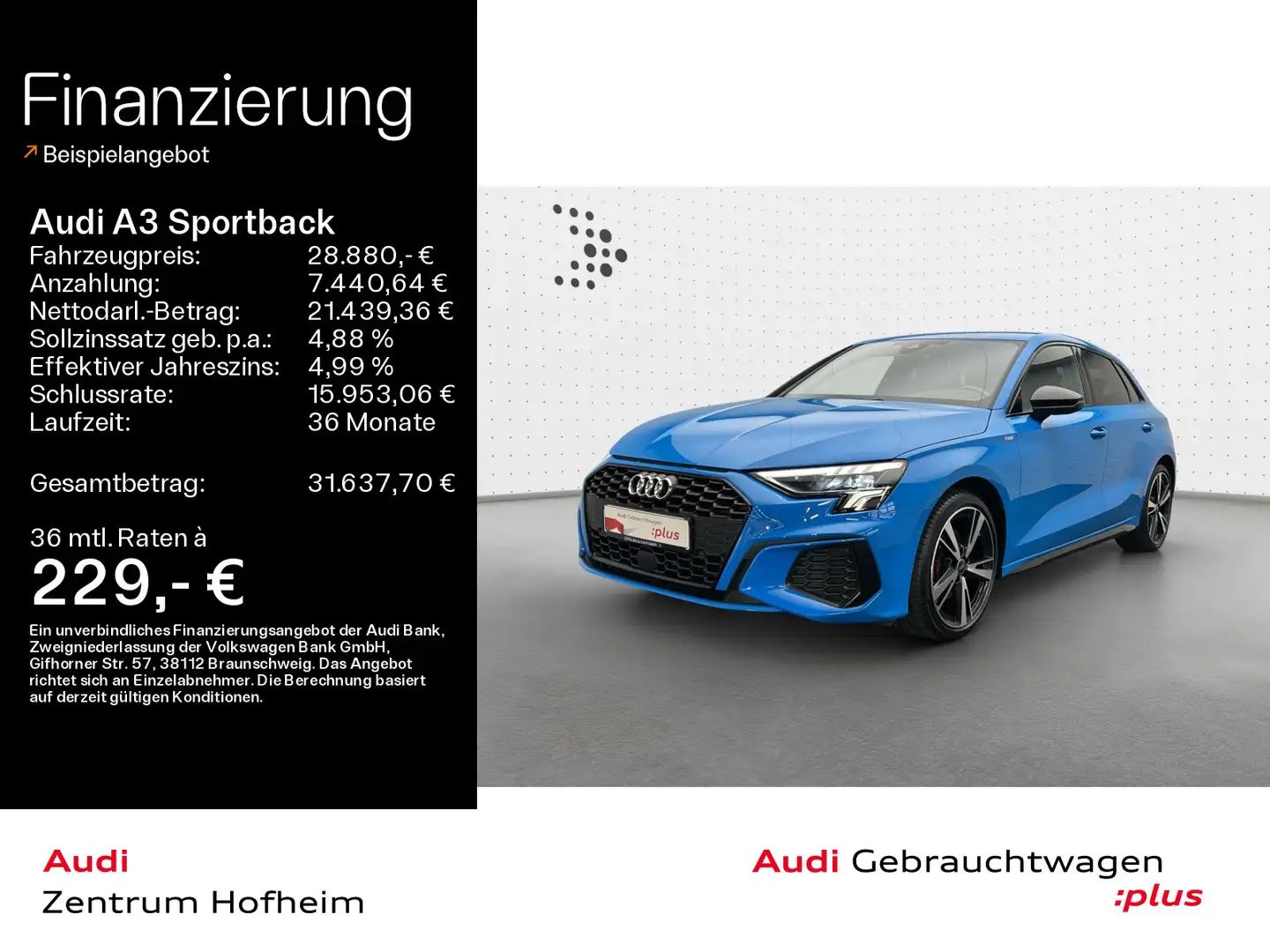 Audi A3 35 TFSI 2x S line S tro*B&O*LED*Vir Blau - 1