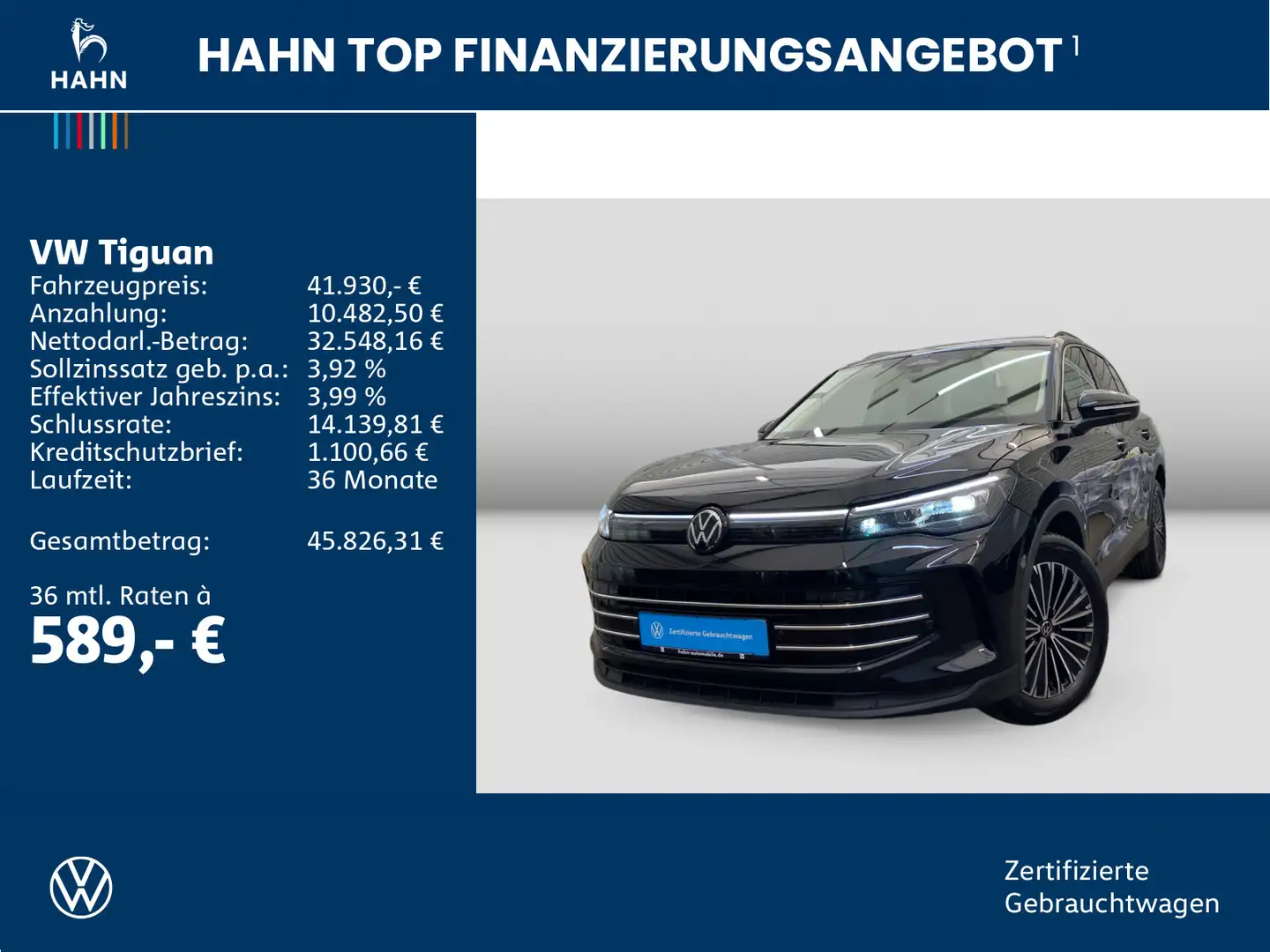 Volkswagen Tiguan 1.5 eTSI DSG Elegance Standhzg AHK Park A Schwarz - 2
