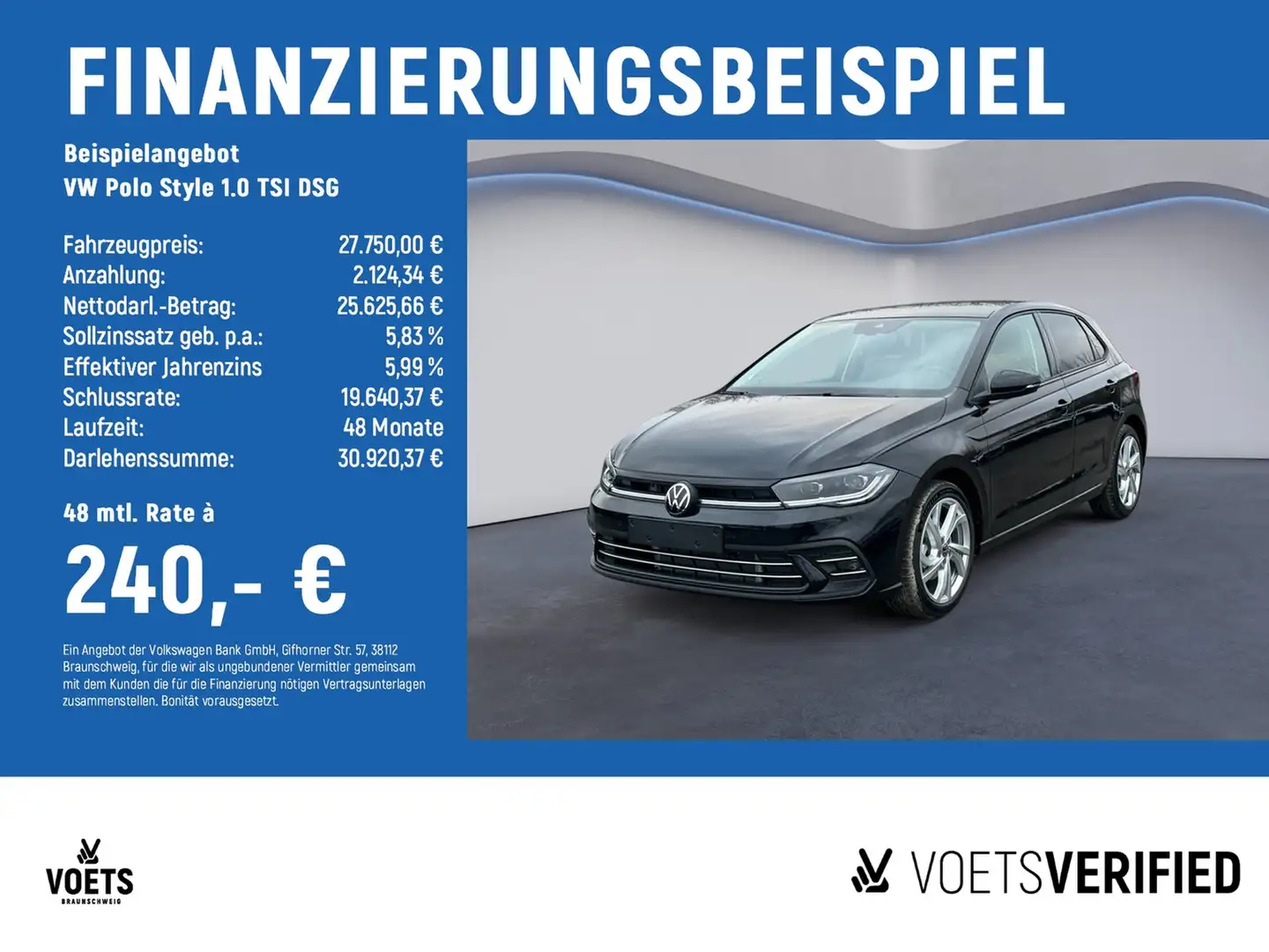 Volkswagen Polo Style 1.0 TSI DSG MATRIX-LED+RearView+NAVI Schwarz - 2