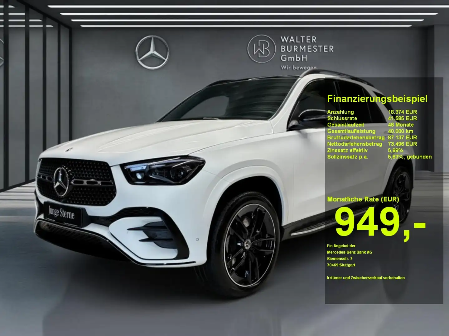Mercedes-Benz GLE 450 4M AMG+Night+Pano+AHK+Kamera+Burmester+ Weiß - 1