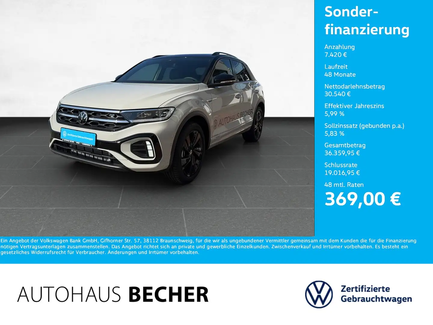 Volkswagen T-Roc R-Line 1.5 TSI DSG /AHK/Rückfahrkam/Sitzhz Grau - 1