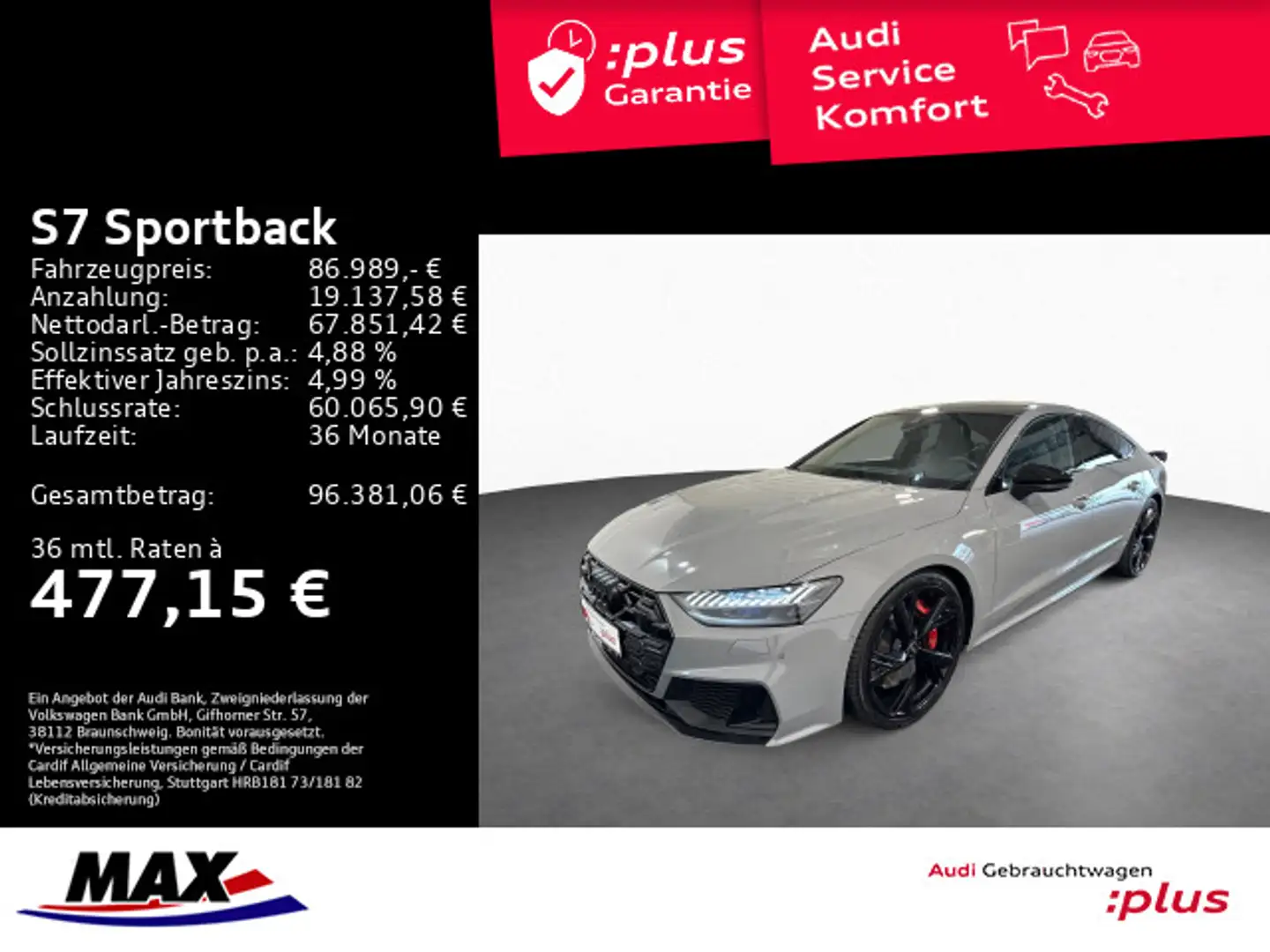 Audi S7 55 TDI QUATT LED+PANO+B&O+AHK+ Gris - 1
