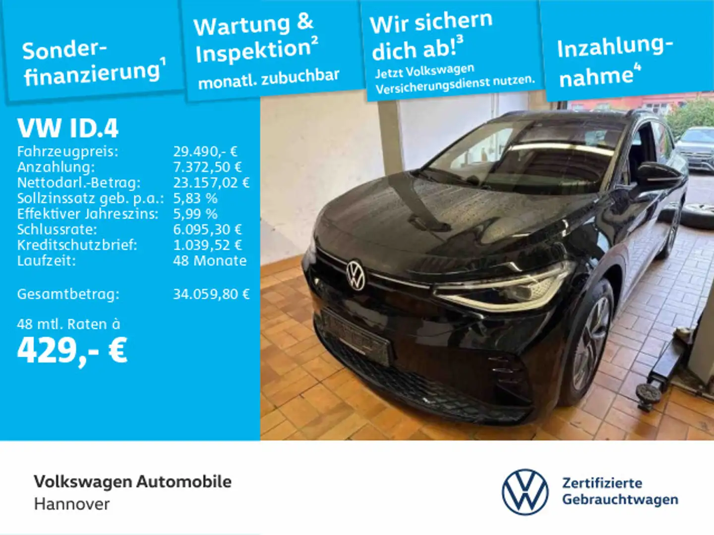 Volkswagen ID.4 GTX 4M Navi AHK Pano Kamera WP ACC LED SHZ Schwarz - 1
