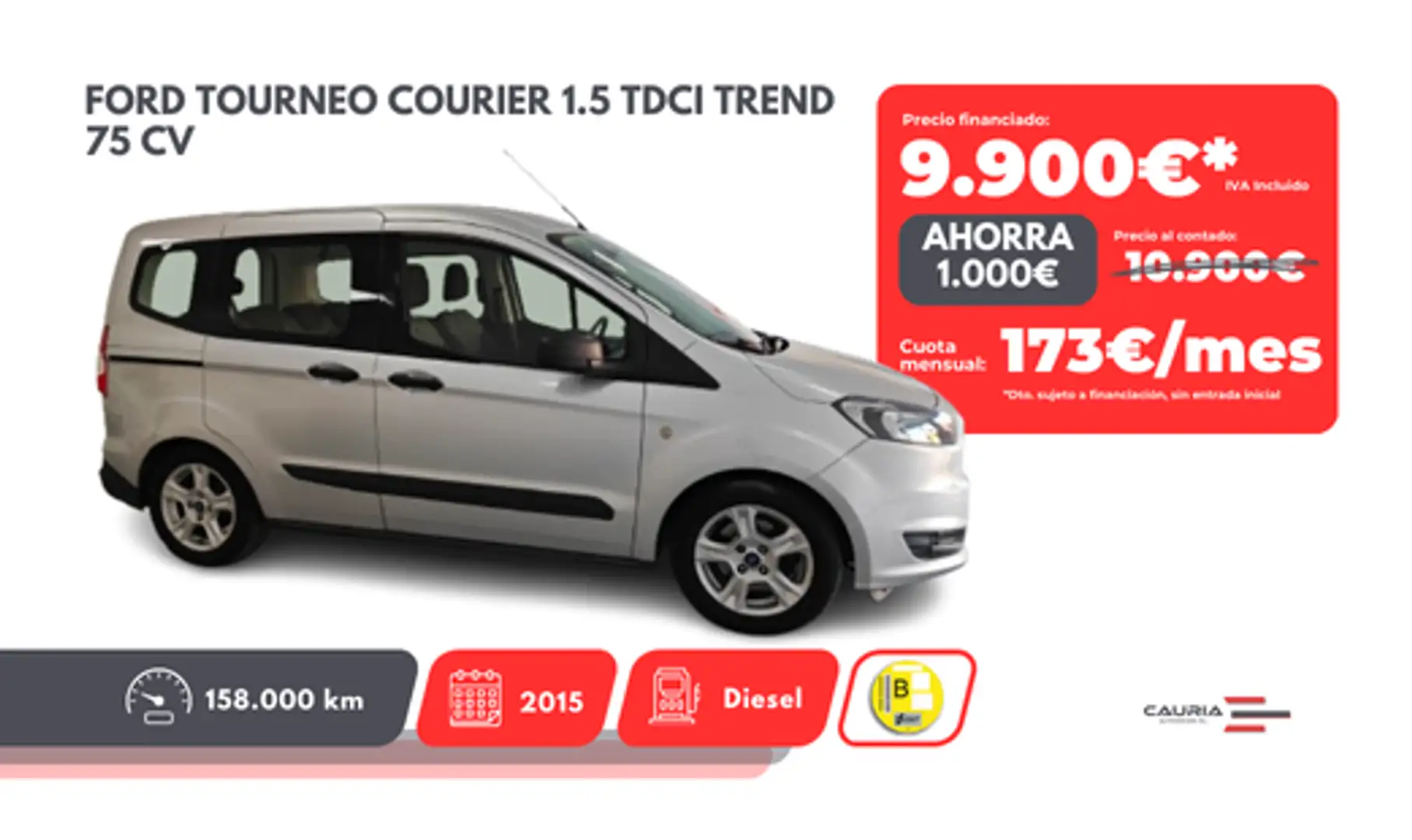 Ford Tourneo Courier 1.5TDCi Trend 75 Gris - 1
