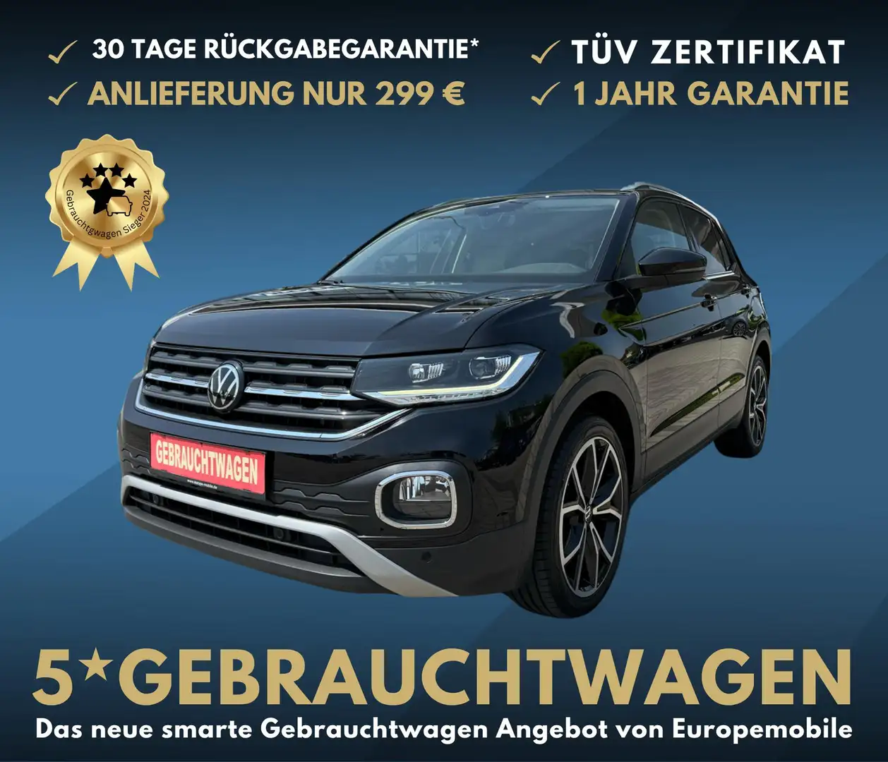 Volkswagen T-Cross Style (D8) DESIGN  1.0 TSI OPF DSG 110 LED, ACC... Schwarz - 1