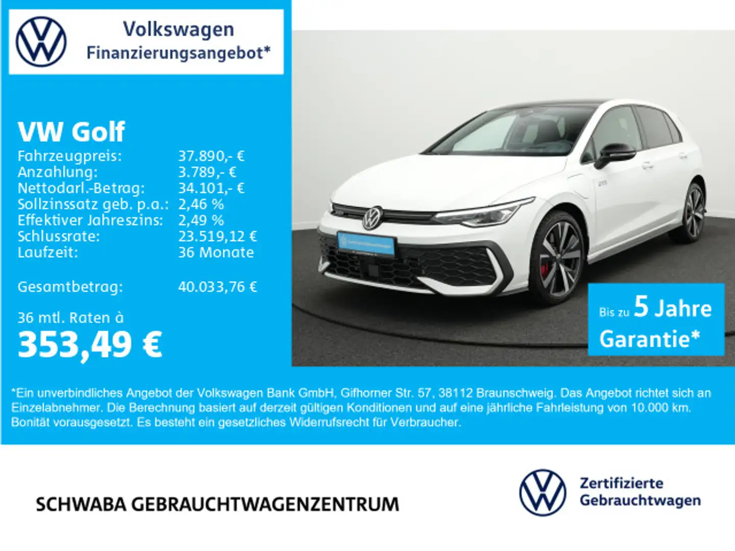Volkswagen Golf GTE VIII GTE 1.5 TSIe BlackStyle*ACC*HdU*8-fach Weiß - 1