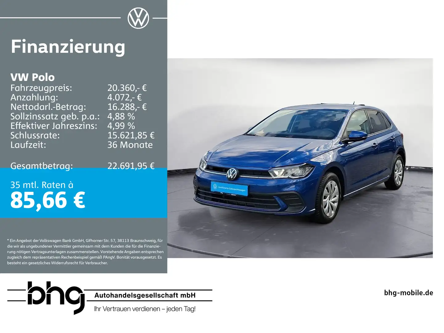 Volkswagen Polo 1.0 TSI OPF Life Blau - 1