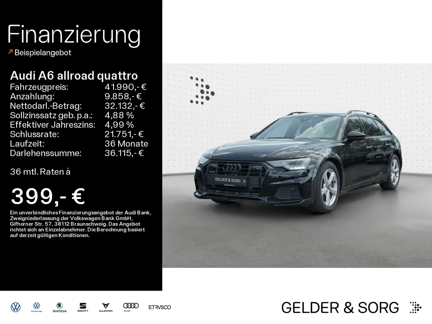Audi A6 allroad A6 allroad 40 TDI qu. AHK*AIR*Virtual*Navi*ACC* Zwart - 1