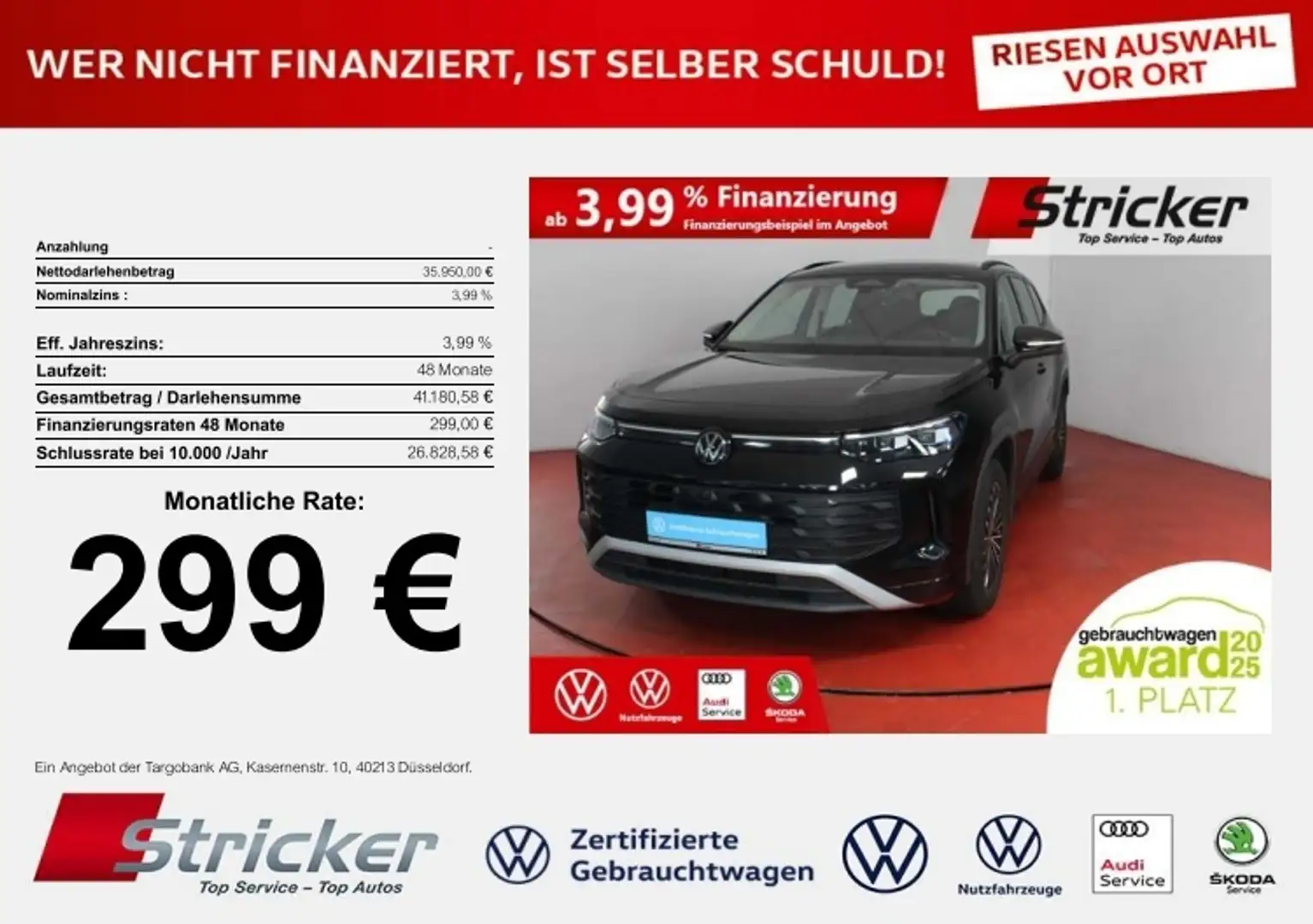 Volkswagen Tayron Life 1.5eTSI DSG 299,-ohne Anzahlung AHK 7-Sitzer Noir - 1