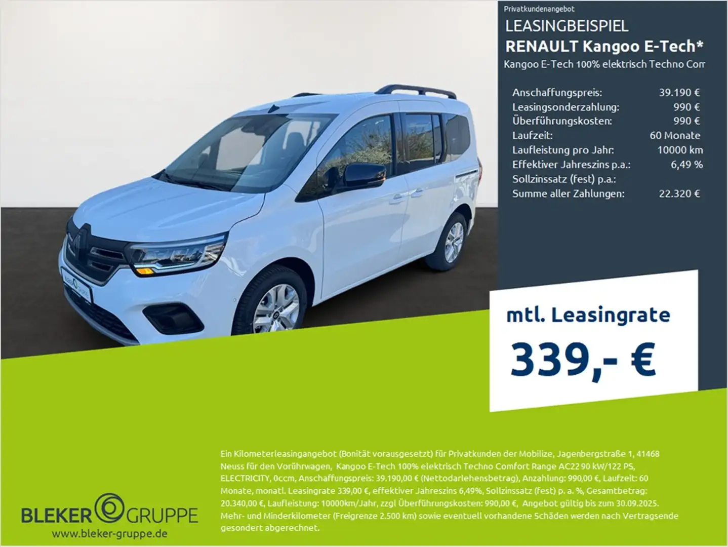 Renault Kangoo Z.E. 100% elektrisch Techno Comfort Range AC22 Белый - 1