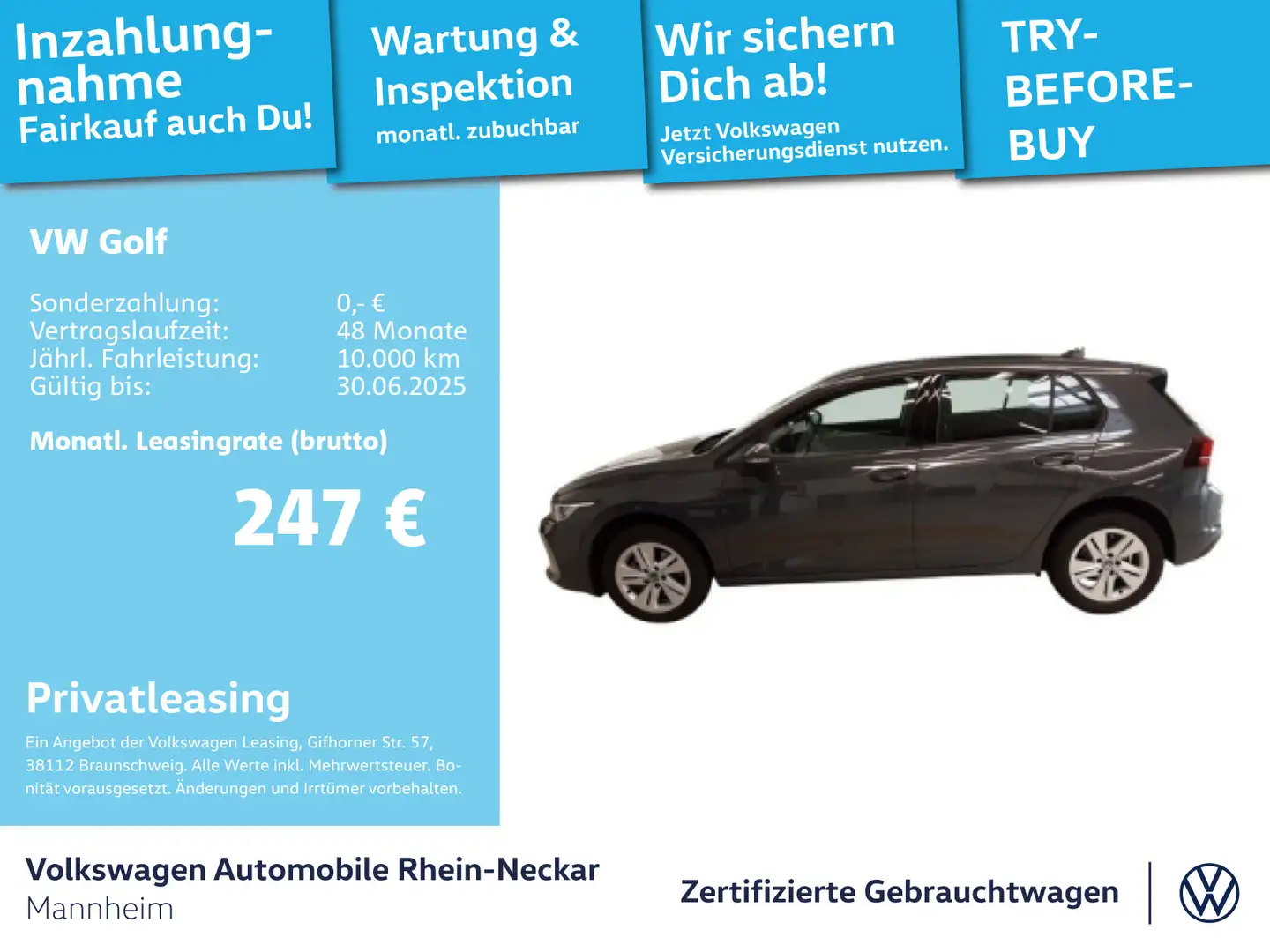 Volkswagen Golf VIII 1.5 eTSI DSG life GAR.2029 Navi Heapd- Grau - 1