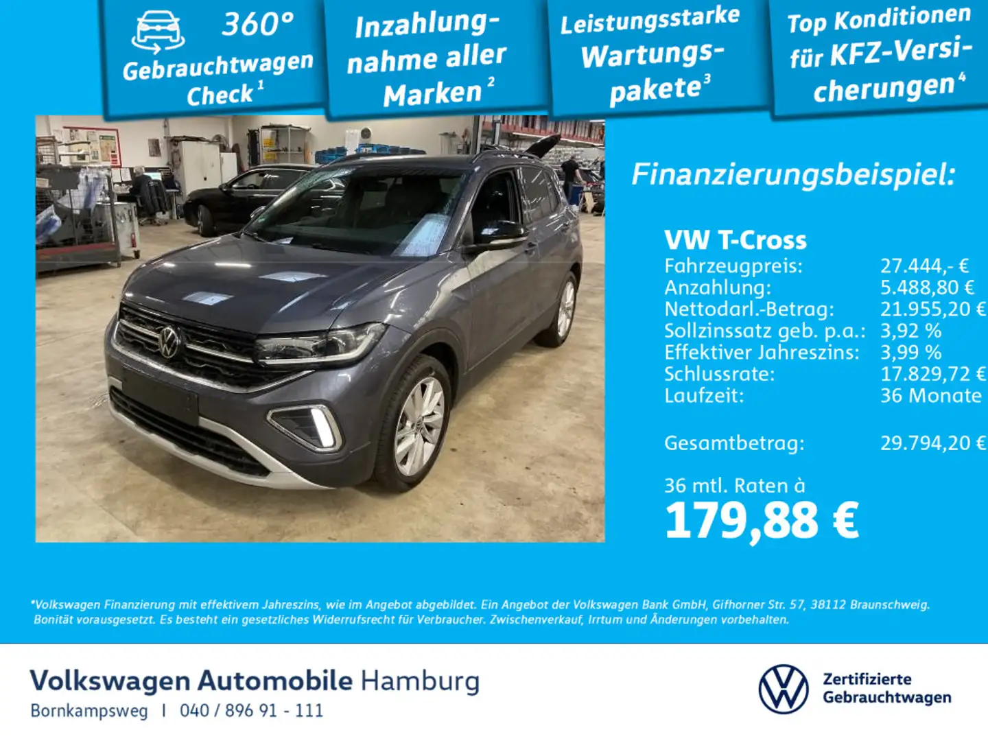 Volkswagen T-Cross 1.0 TSI Goal DSG LM17 IQ.Light Rückfahrk Grau - 1