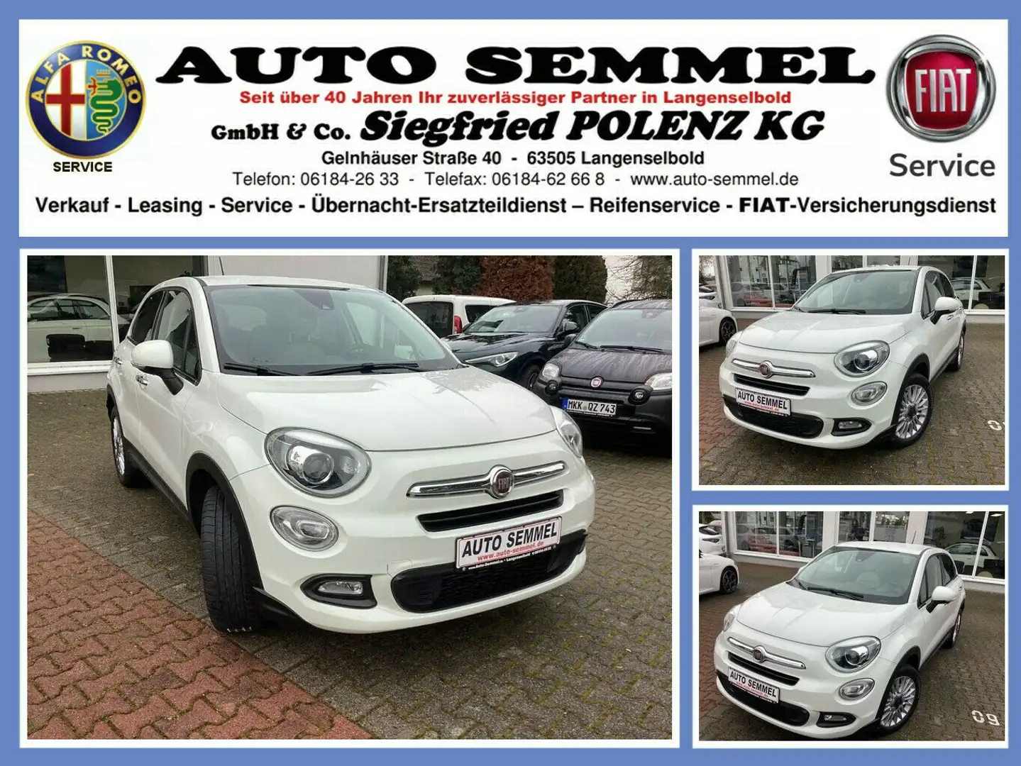Fiat 500X 1,6 Multijet Lounge 4 x 2 Wit - 1