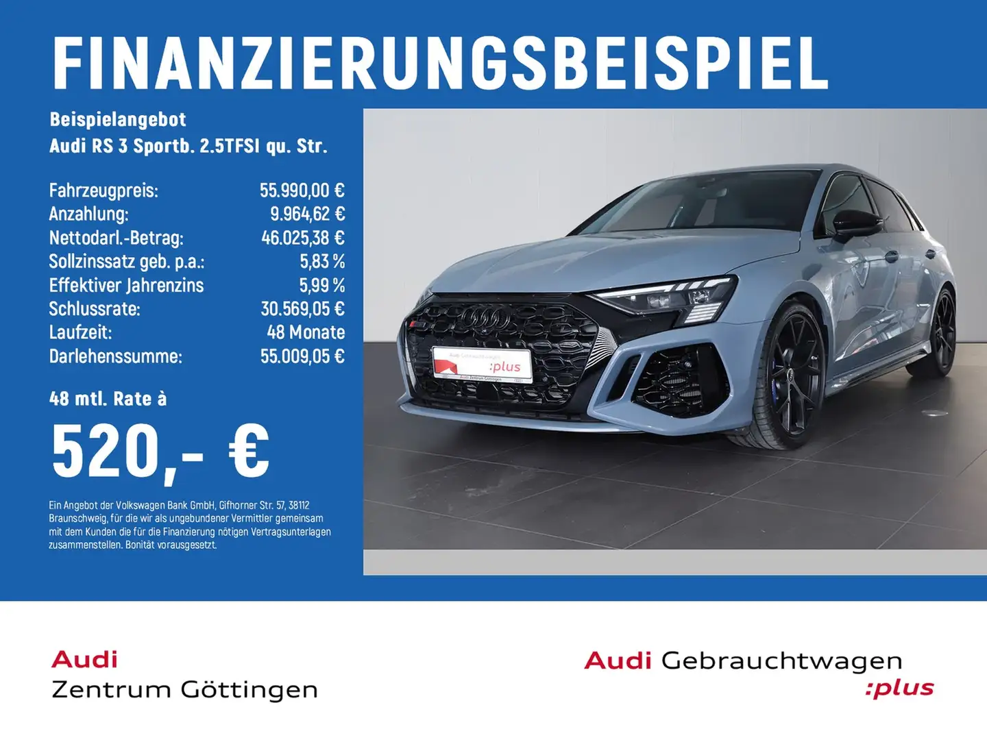 Audi RS3 RS 3 Sportb. 2.5TFSI qu. Str. MATRIX+HEAD UP+B&O Grau - 2