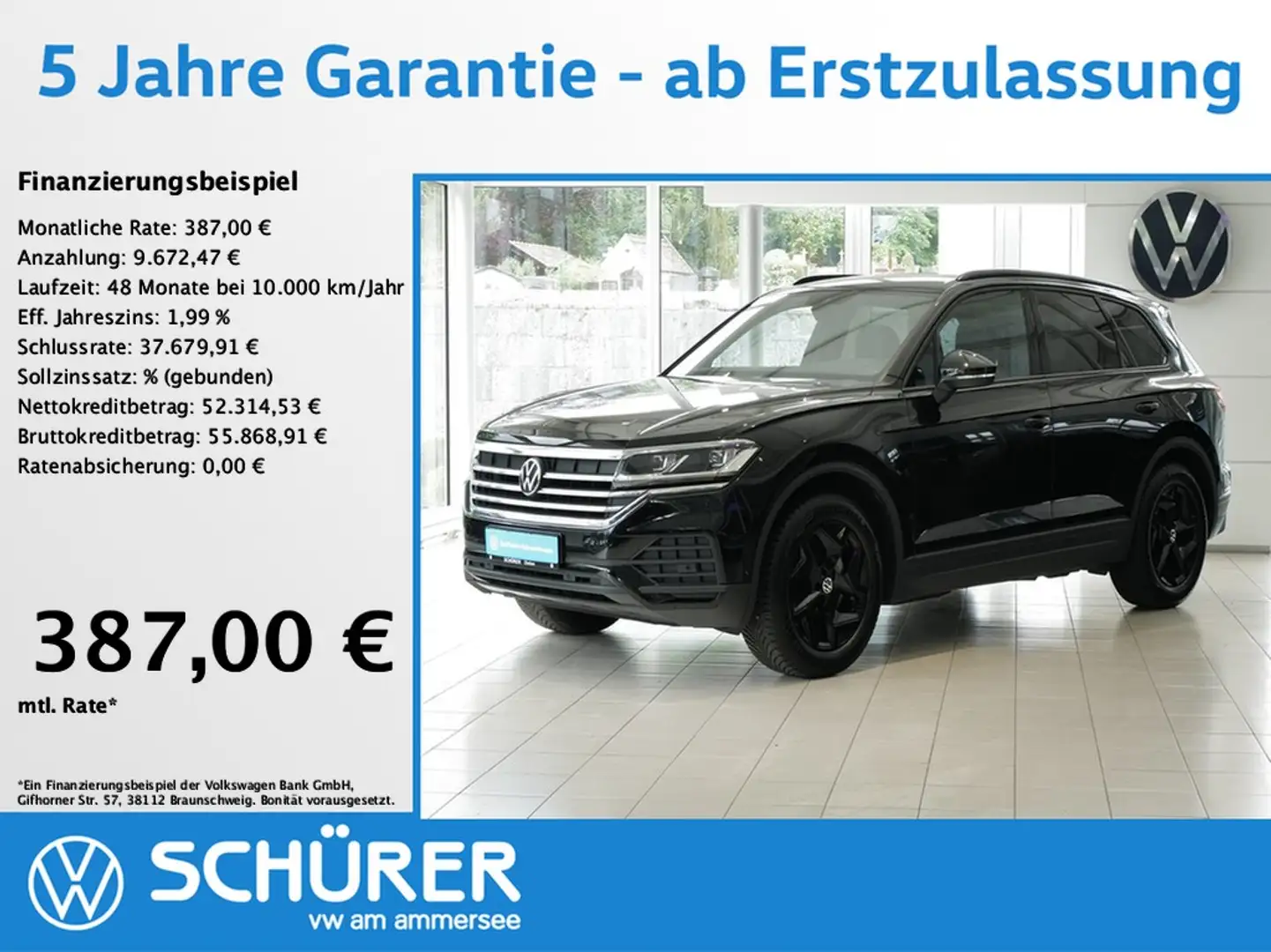 Volkswagen Touareg 3.0TDI 4Motion StdHz Luft AHK Leder Schwarz - 1