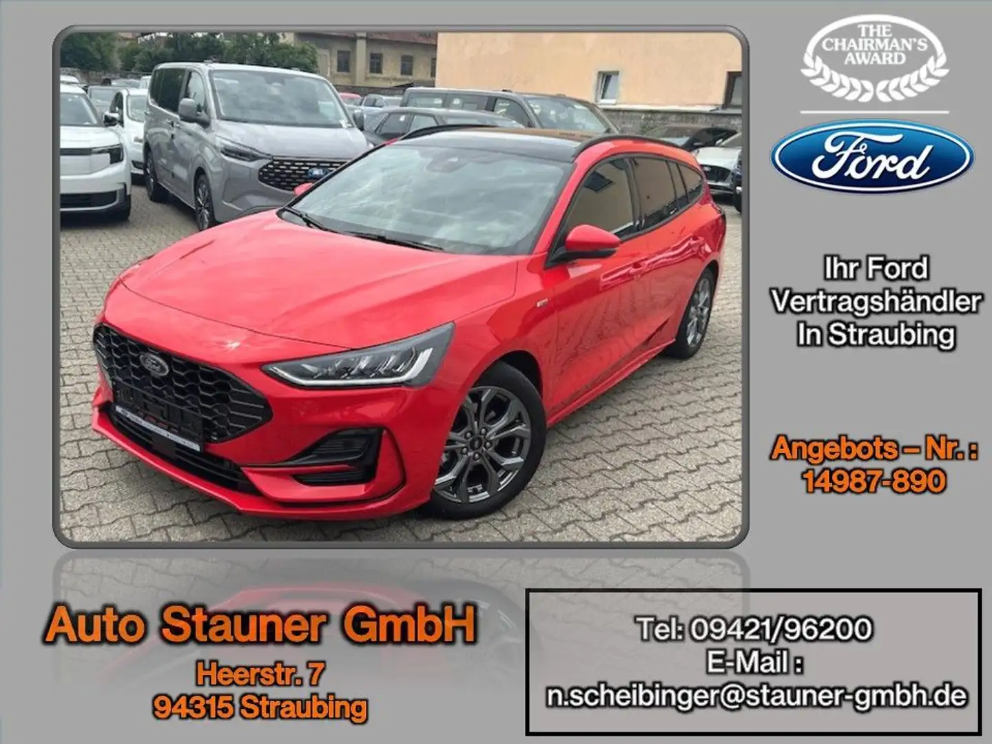 Ford Focus Turnier 1.0 EcoBoost MHEV ST-Line PANO/SHZ Rouge - 1