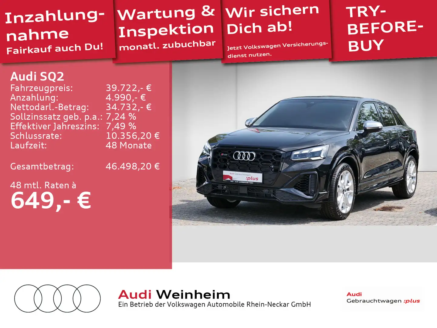Audi SQ2 TFSI quattro Black-Paket S-Sitze AHK Matrix Schwarz - 1