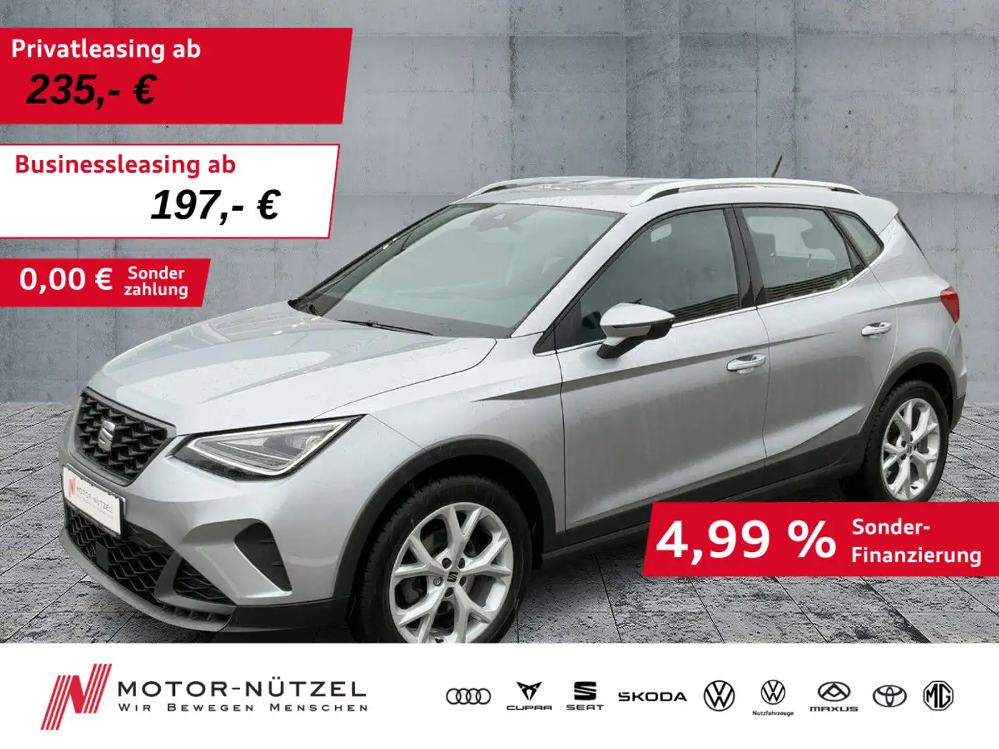 SEAT Arona 1.0 TSI DSG FR-LINE LED+NAV+APP+GRA+PDC+VC Silber - 1