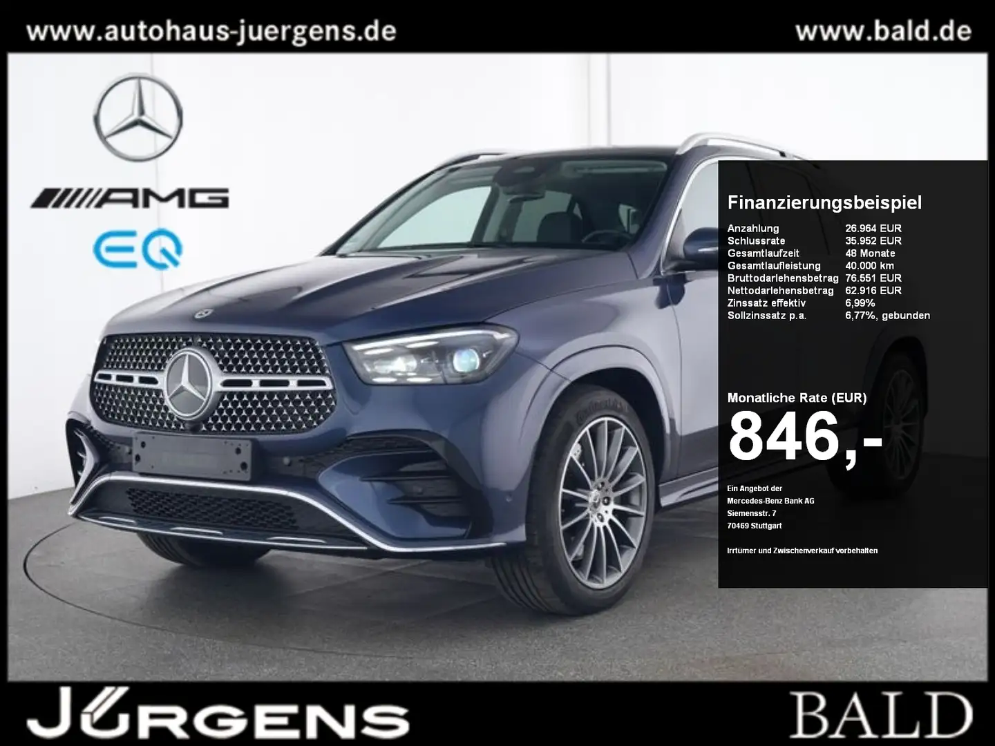 Mercedes-Benz GLE 450 d 4M AMG-Sport/MLB/Pano/AHK/Memo/21' Blau - 1