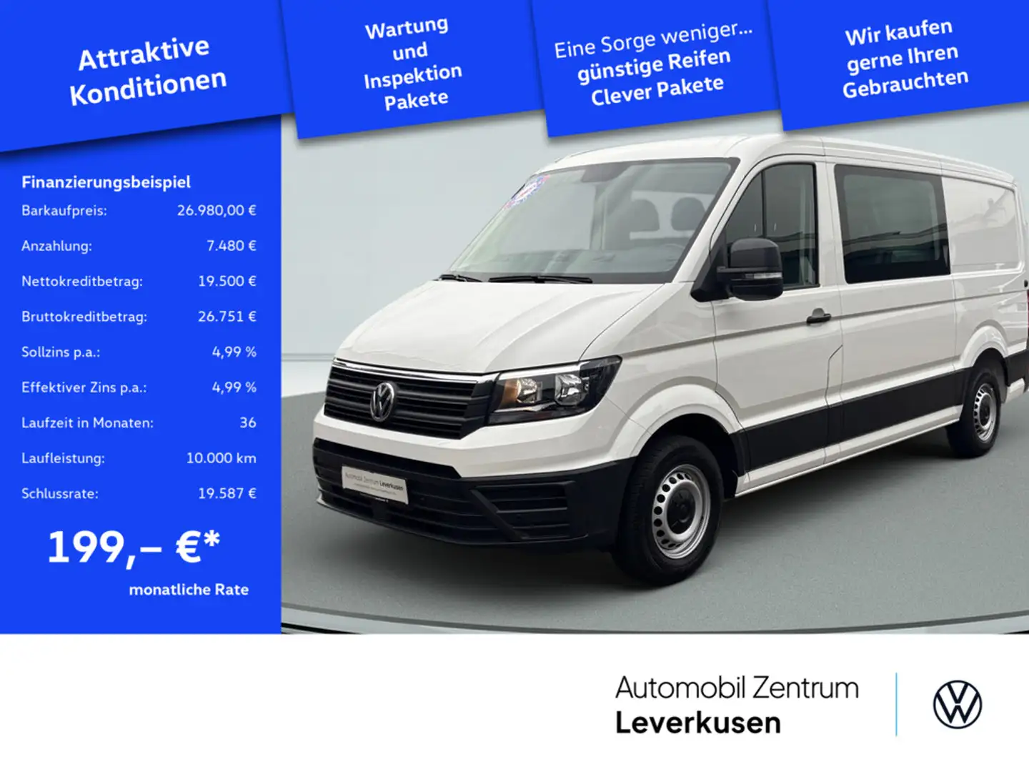 Volkswagen Crafter PLUS L2H1 6-SITZER AHK LEDER PORT NAV Weiß - 1