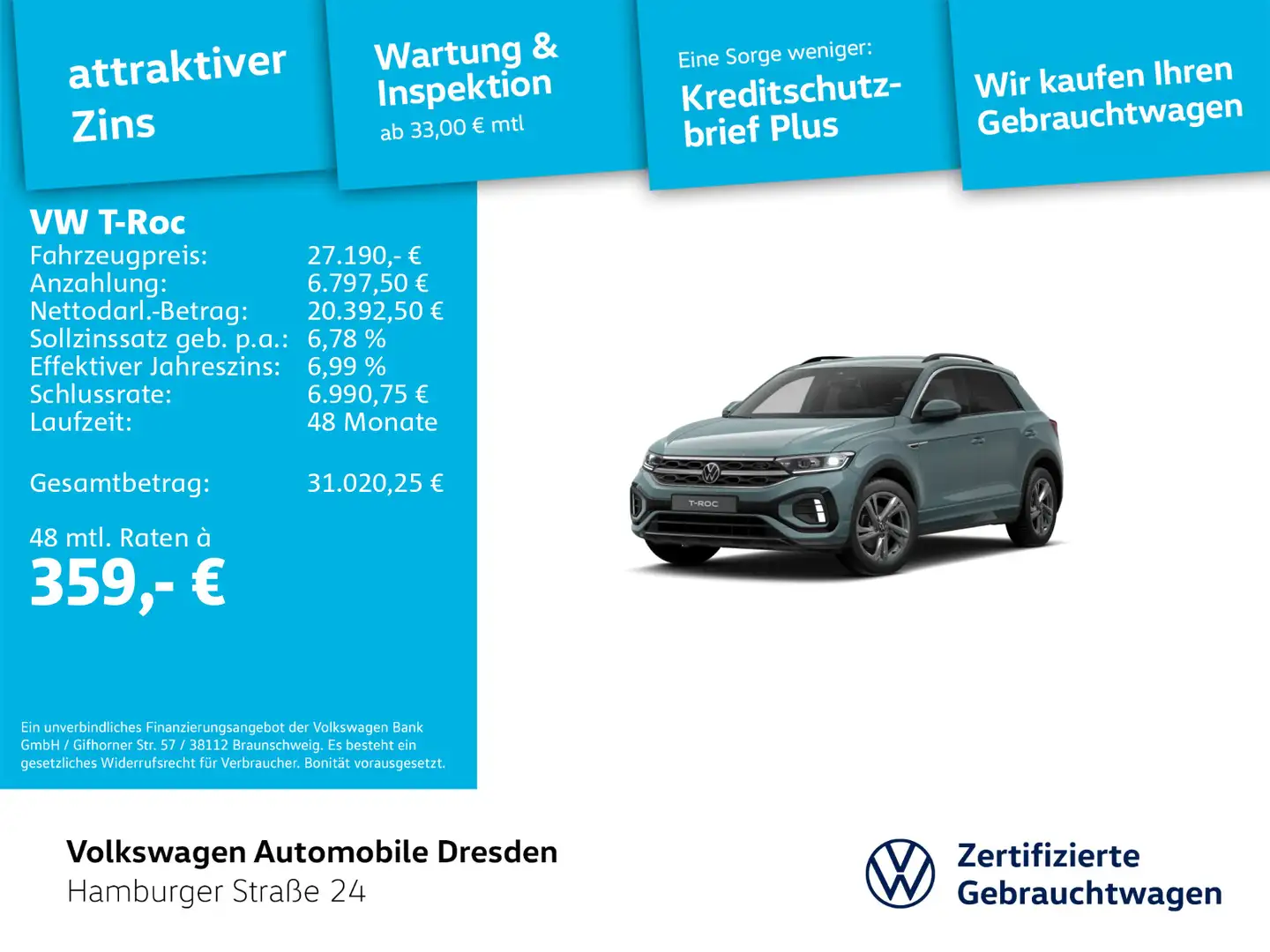Volkswagen T-Roc T-ROC R-Line 2.0 TDI Blau - 1
