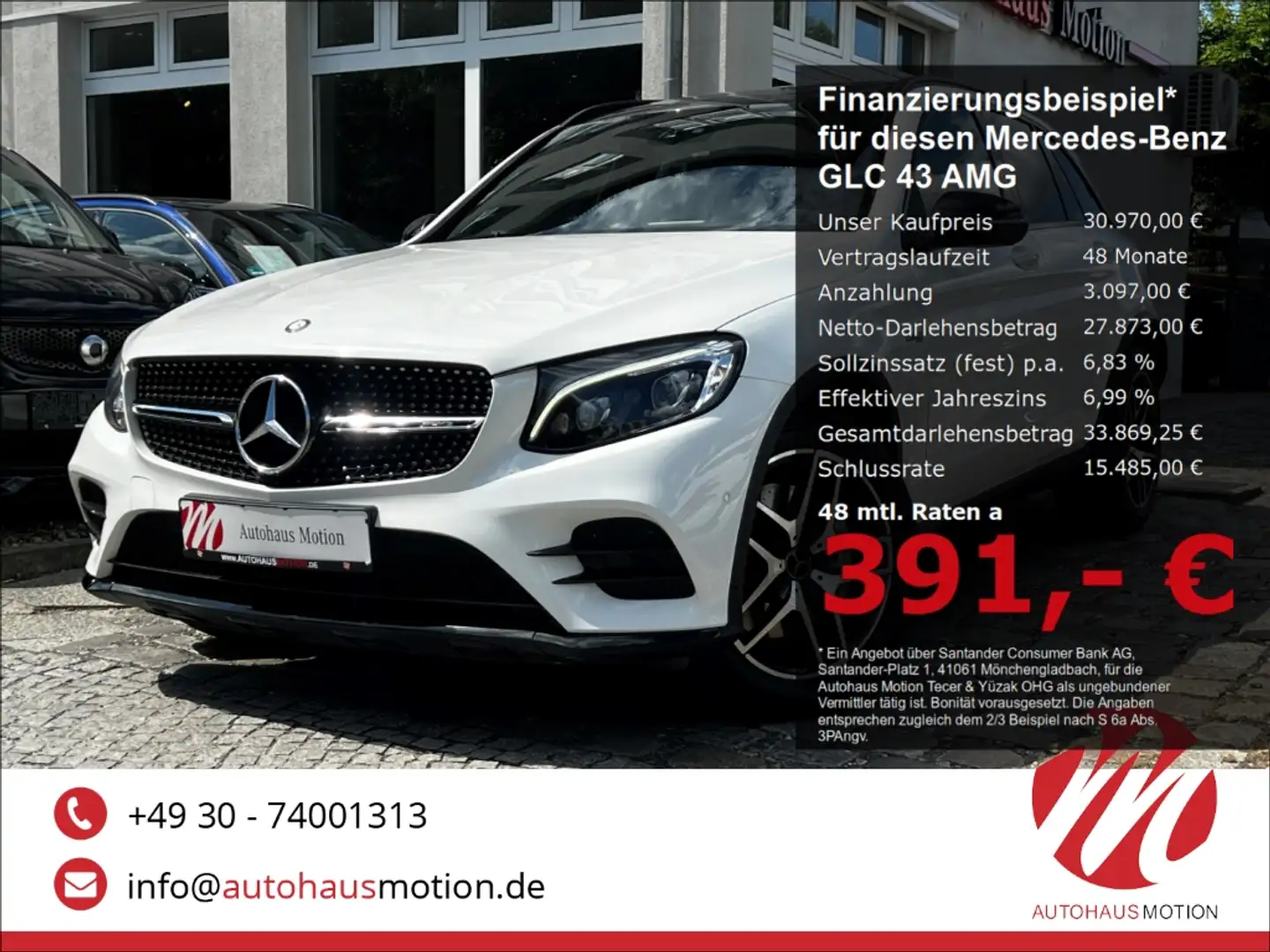 Mercedes-Benz GLC 43 AMG 4M LED KAMERA PANO LUFT NAVI AMBIENTE Biały - 1
