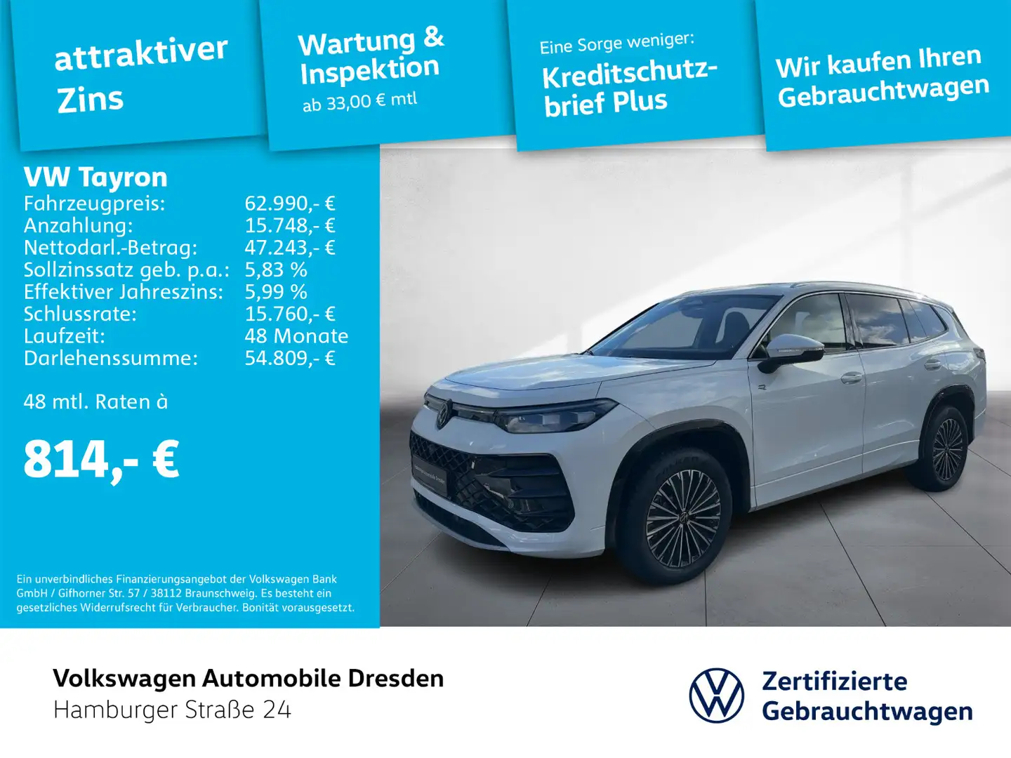 Volkswagen Tayron R-Line 2.0 TDI SCR 4MOTION 7-Gang-DSG Weiß - 1