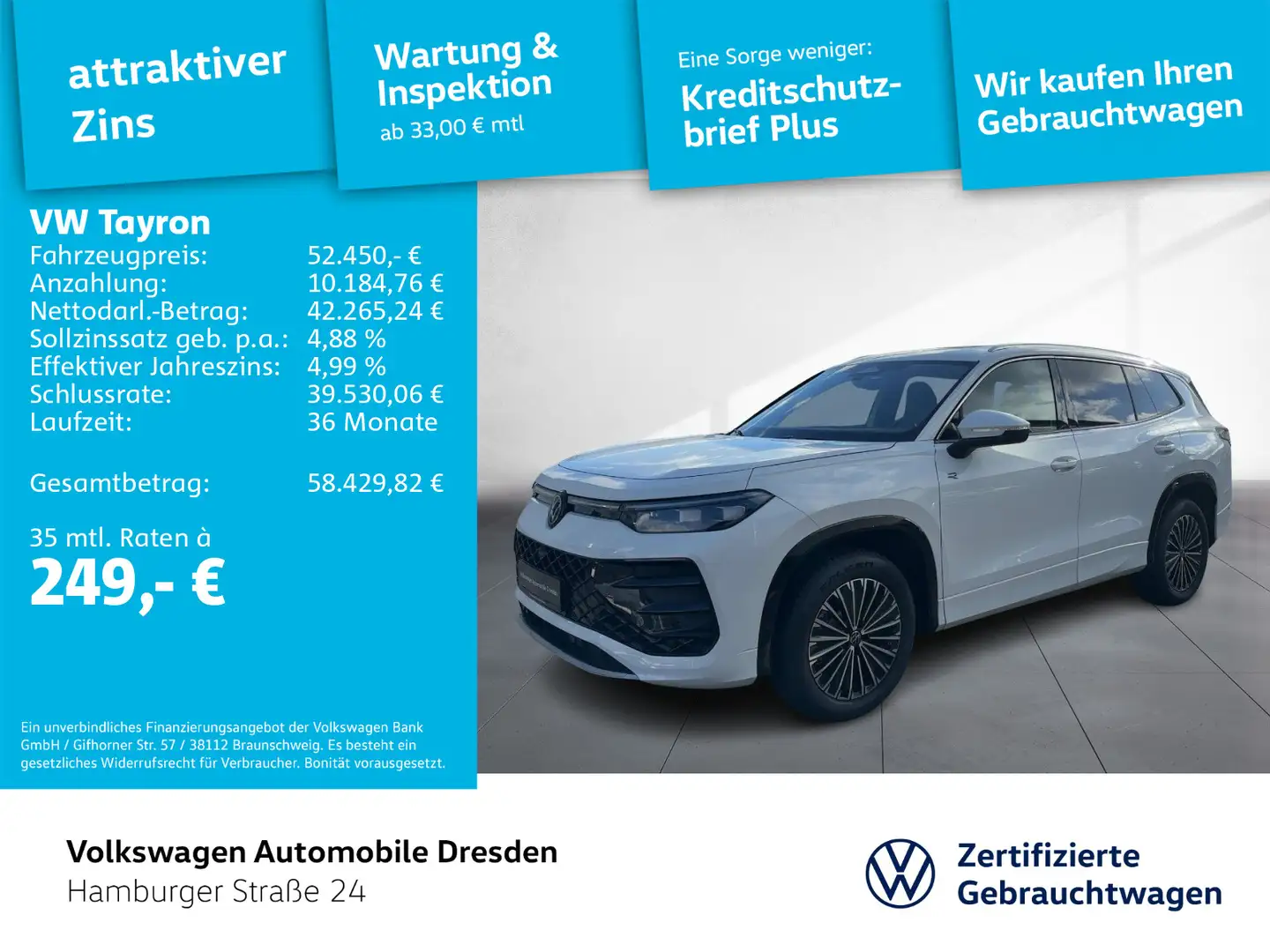 Volkswagen Tayron R-Line 2.0 TDI SCR 4MOTION 7-Gang-DSG Weiß - 1