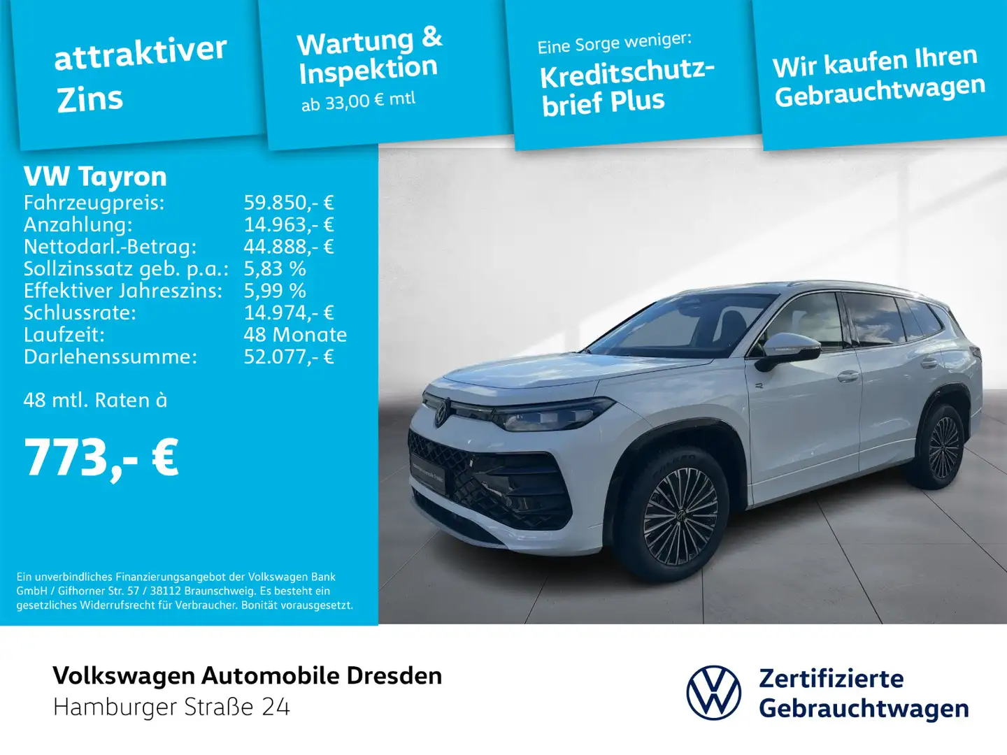 Volkswagen Tayron R-Line 2.0 TDI SCR 4MOTION 7-Gang-DSG Weiß - 1
