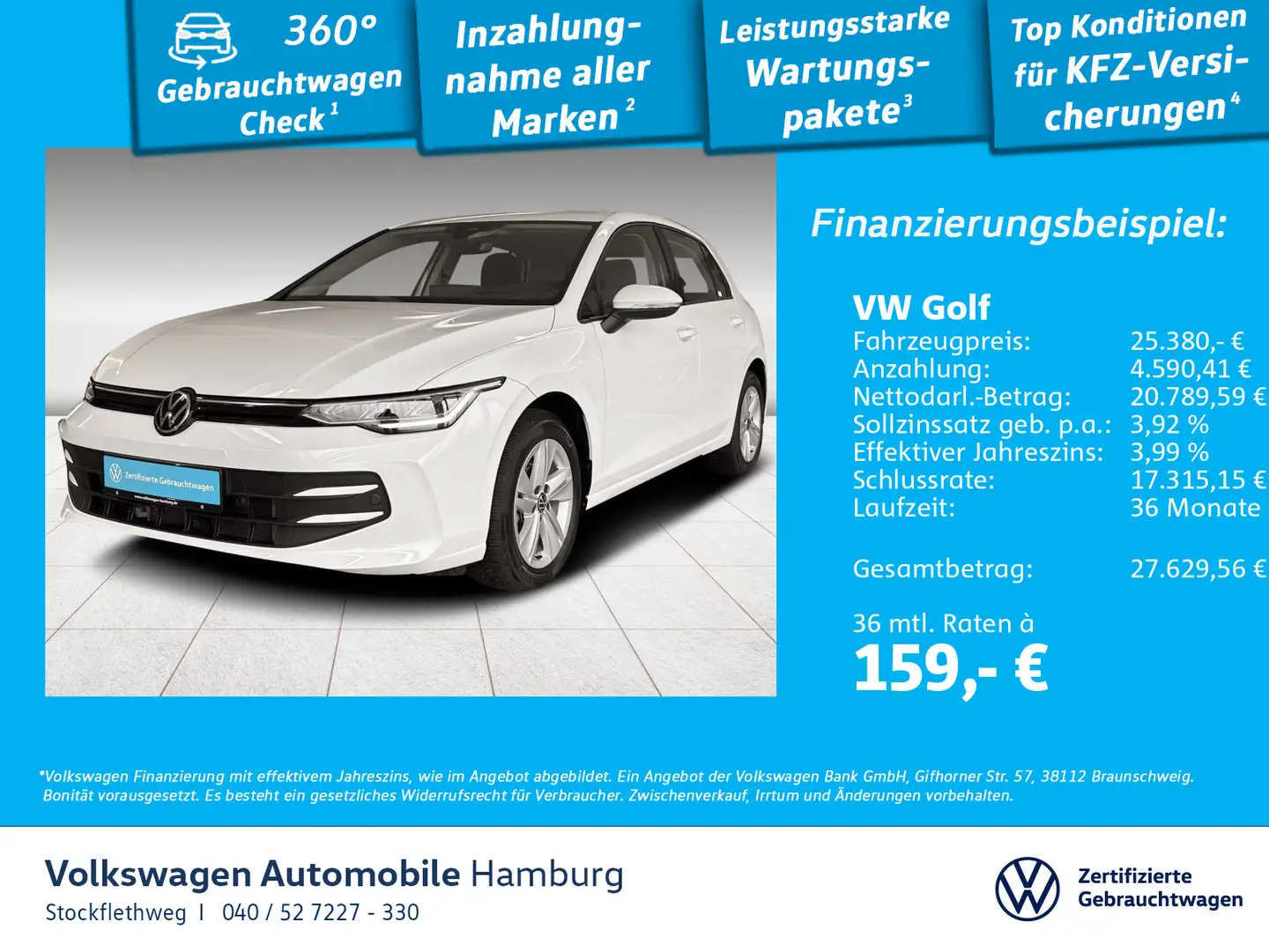 Volkswagen Golf VIII 1.5 eTSI Life DSG AHK Navi ACC HeadUp Weiß - 1