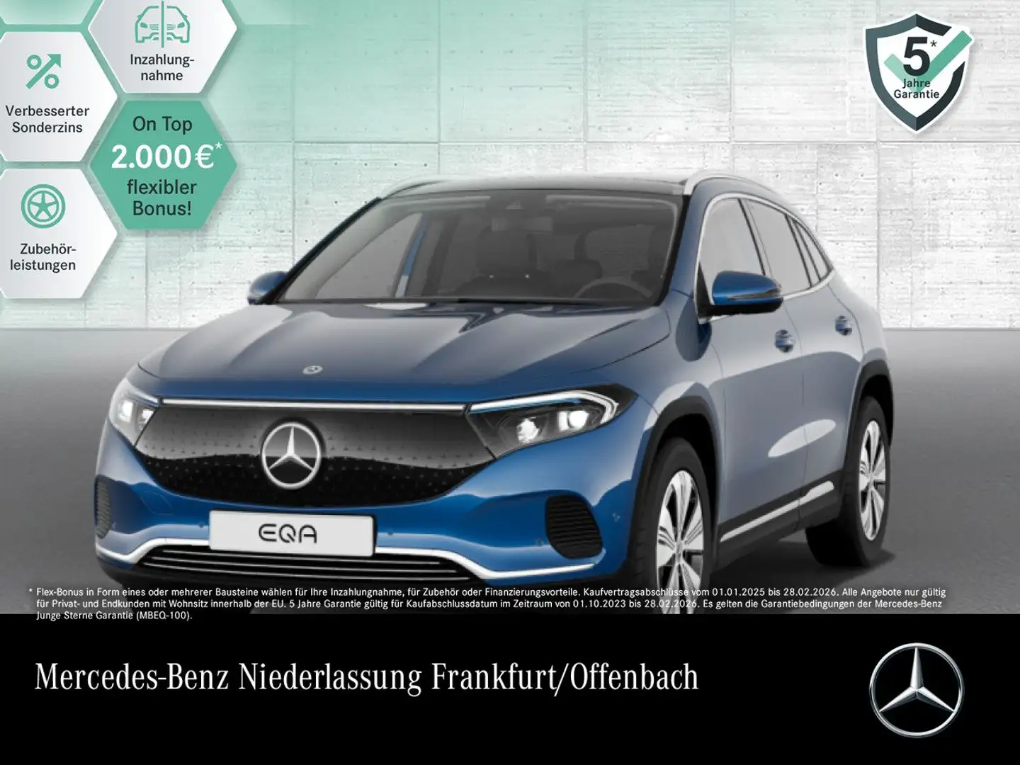 Mercedes-Benz EQA 300 4M PROG+ADVANCED+PANO+KAMERA+SPUR Modrá - 1
