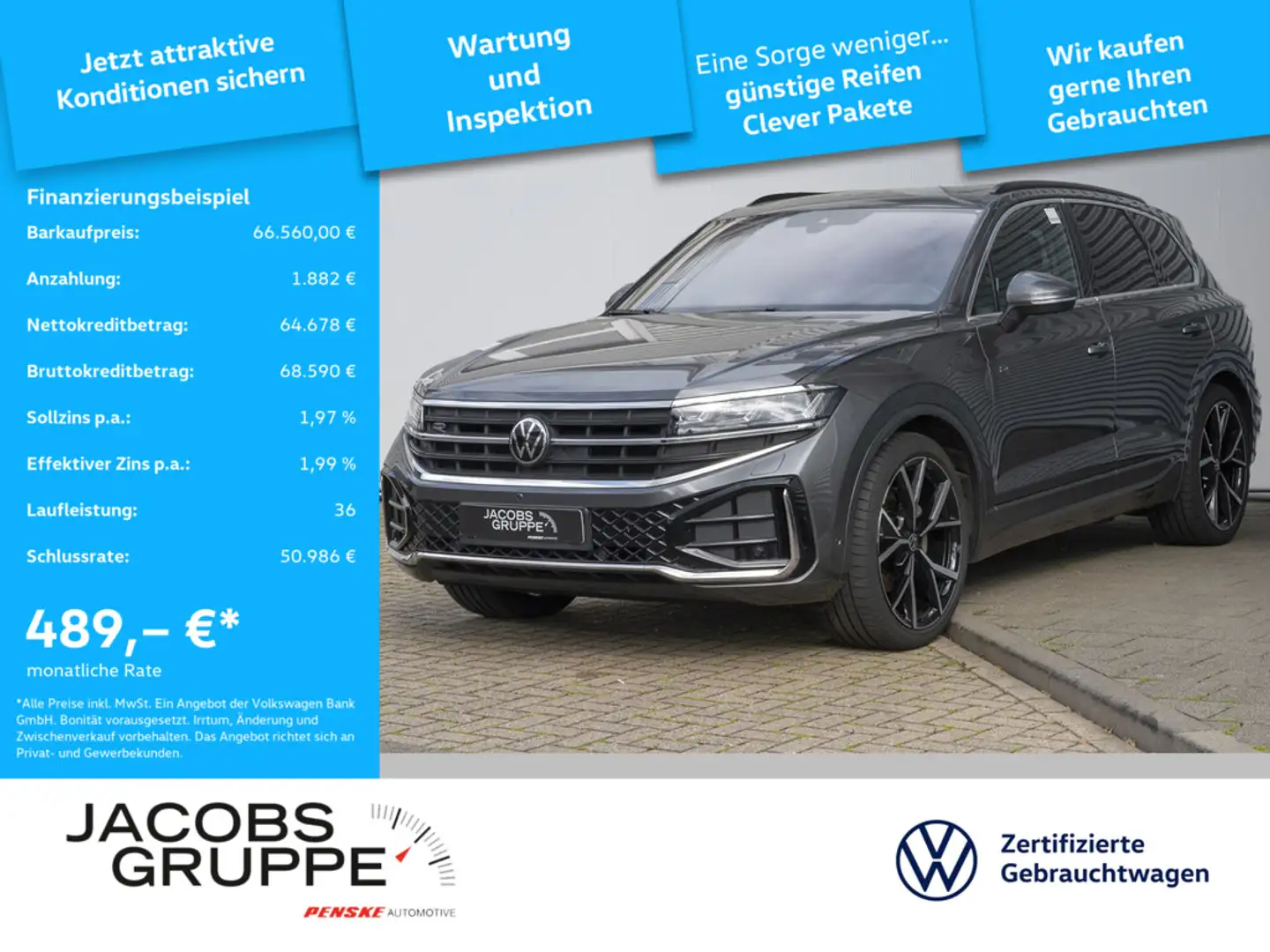 Volkswagen Touareg R-Line 3.0 TDI 4M AHK*Luftfahrwerk*Leder* Standhzg Grau - 1