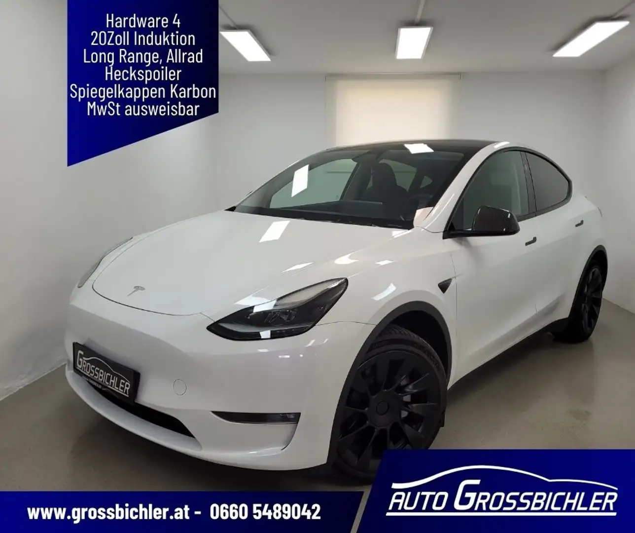 Tesla Model Y Long Range AWD 79kWh,mit HW4,20Zoll,netto38.666... Weiß - 1