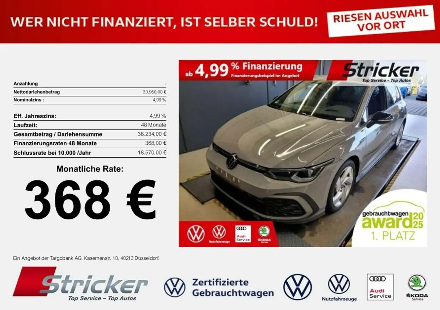 Volkswagen Golf GTD 2.0TDI DSG 368,-ohne Anzahlung IQ.LIGHT Harma Grau - 2