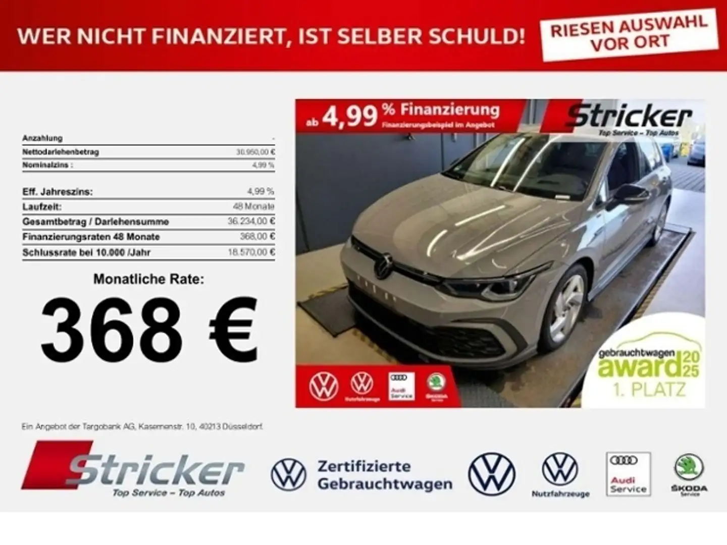 Volkswagen Golf GTD 2.0TDI DSG 368,-ohne Anzahlung IQ.LIGHT Harma Grau - 1