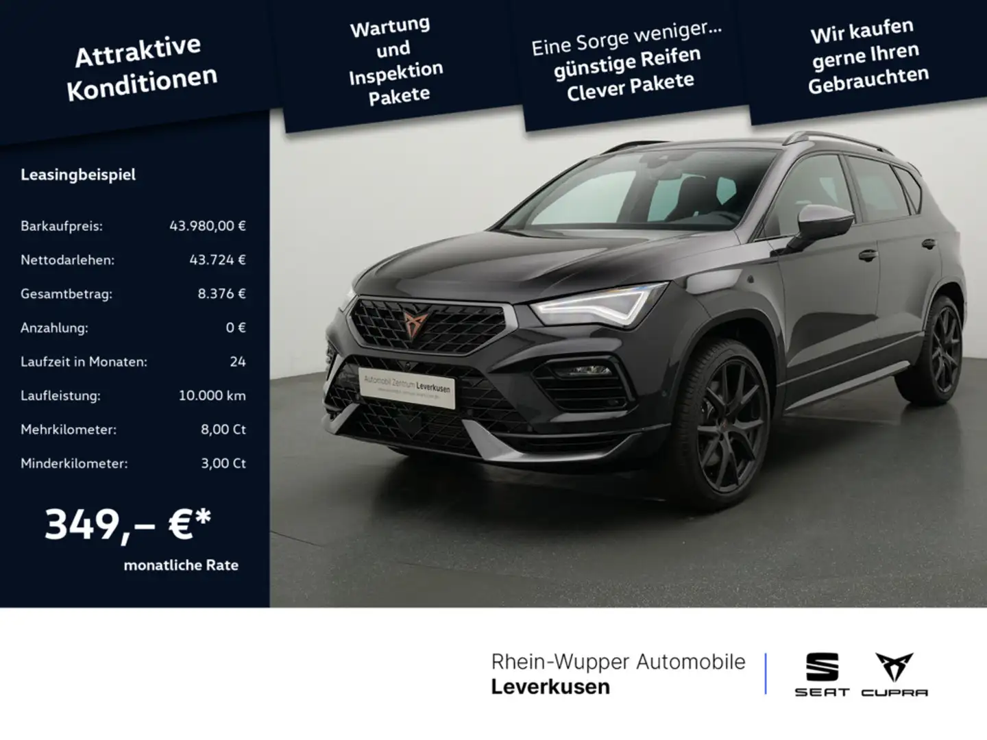 CUPRA Ateca TSI 4Drive VZ AHK DCC PANO ACC KAM360° Zwart - 1