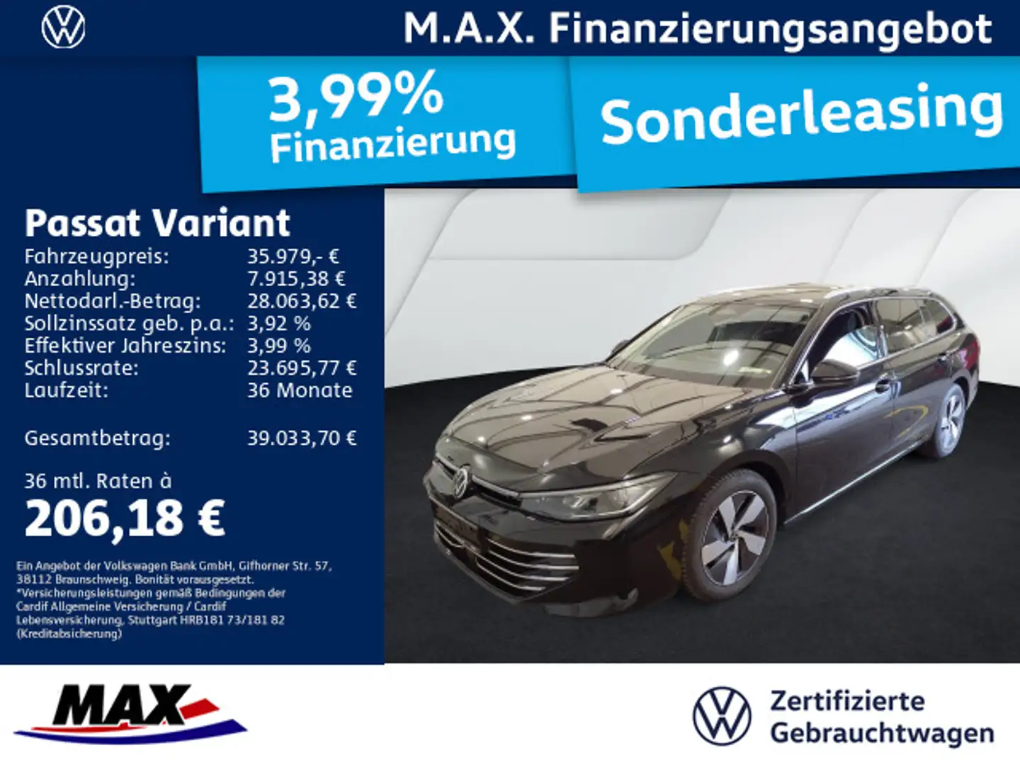 Volkswagen Passat Variant 2.0 TDI DSG ELEGANCE IQ.LIGHT+AHK Schwarz - 1