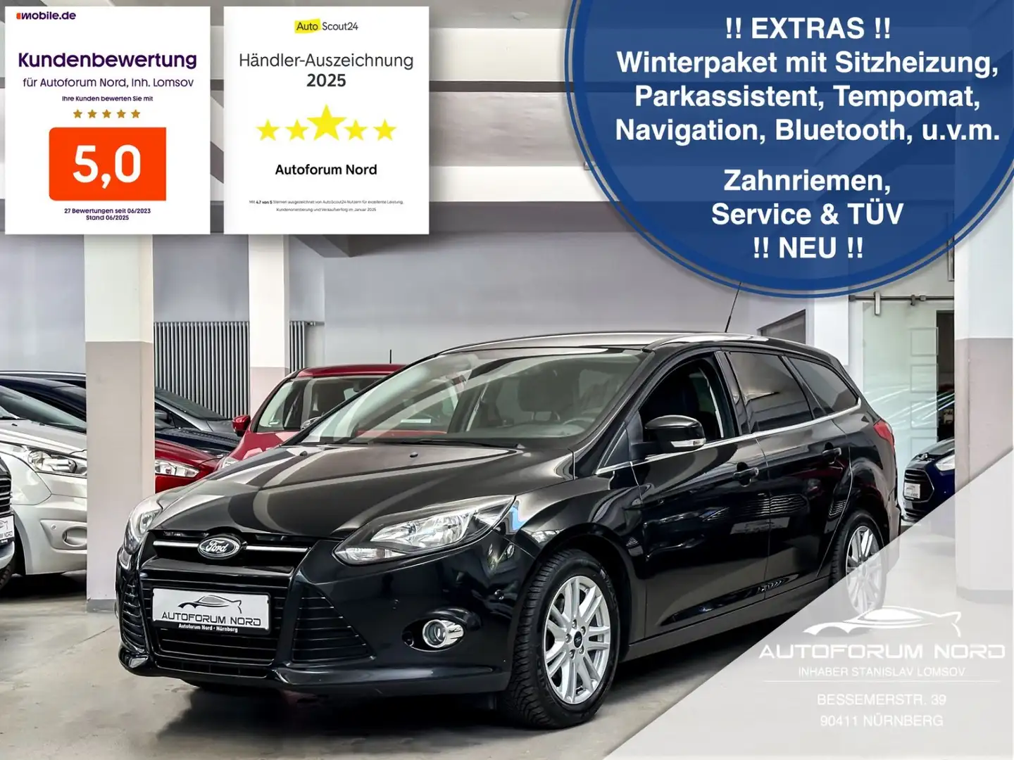 Ford Focus Turnier Titanium *NEU ZAHNRIEMEN+SERVICE* Noir - 1